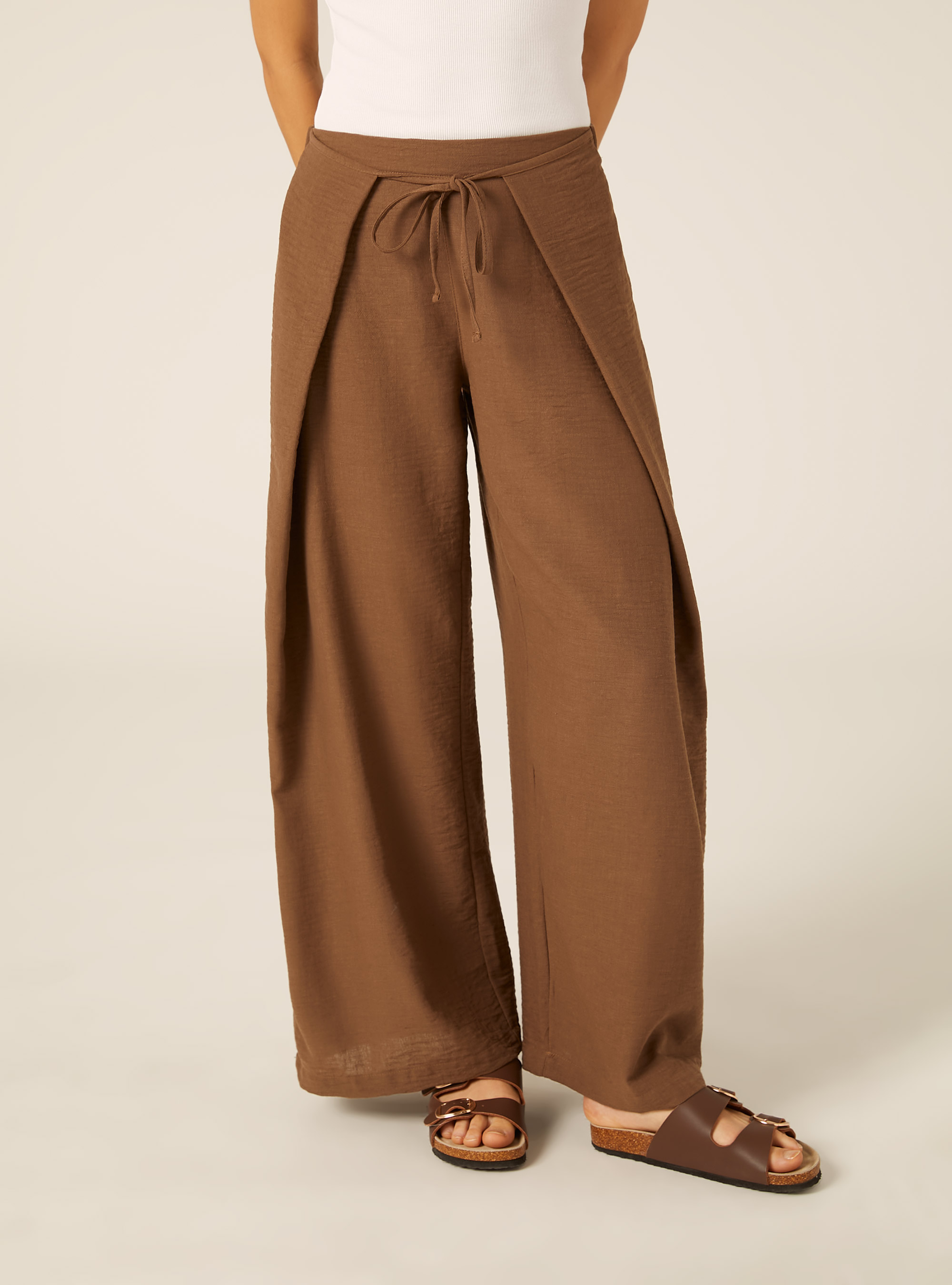 Fluid Wrap Trousers, BR2 BROWN MEDIUM