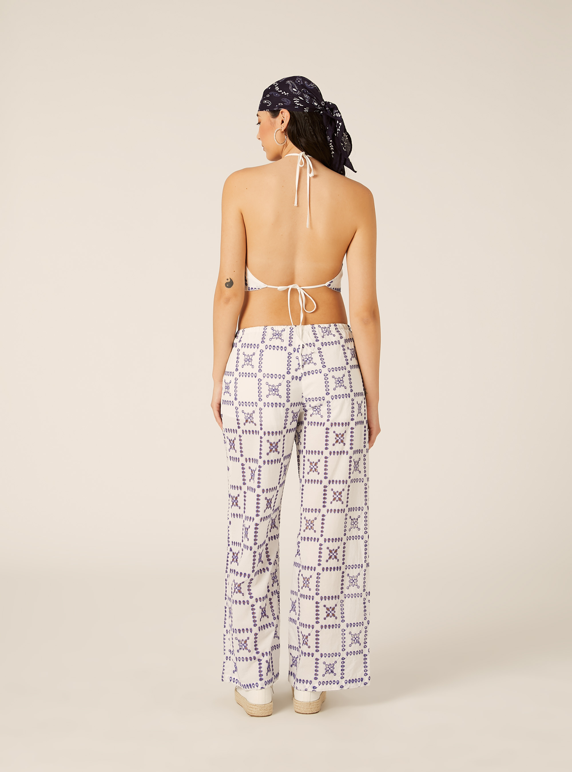 Majolica Broderie Anglaise Halter Top, WH2 WHITE