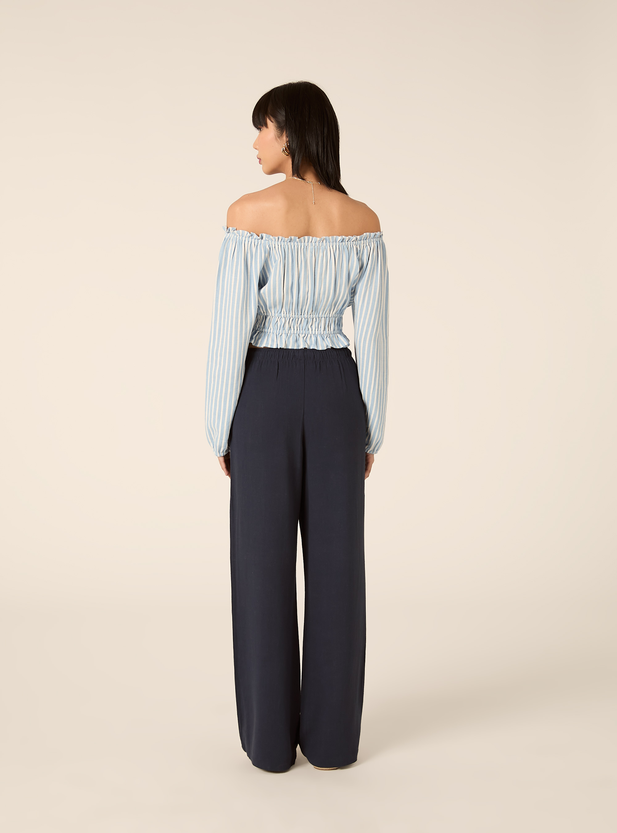 Blusa boho de mezcla de lino, MULTICOLORE
