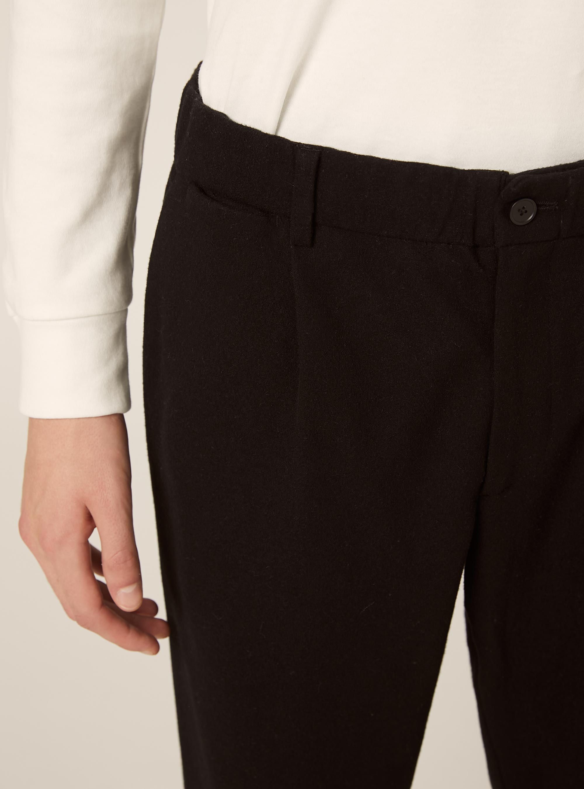 Pantalon &agrave; pinces effet flanelle, BK1 BLACK