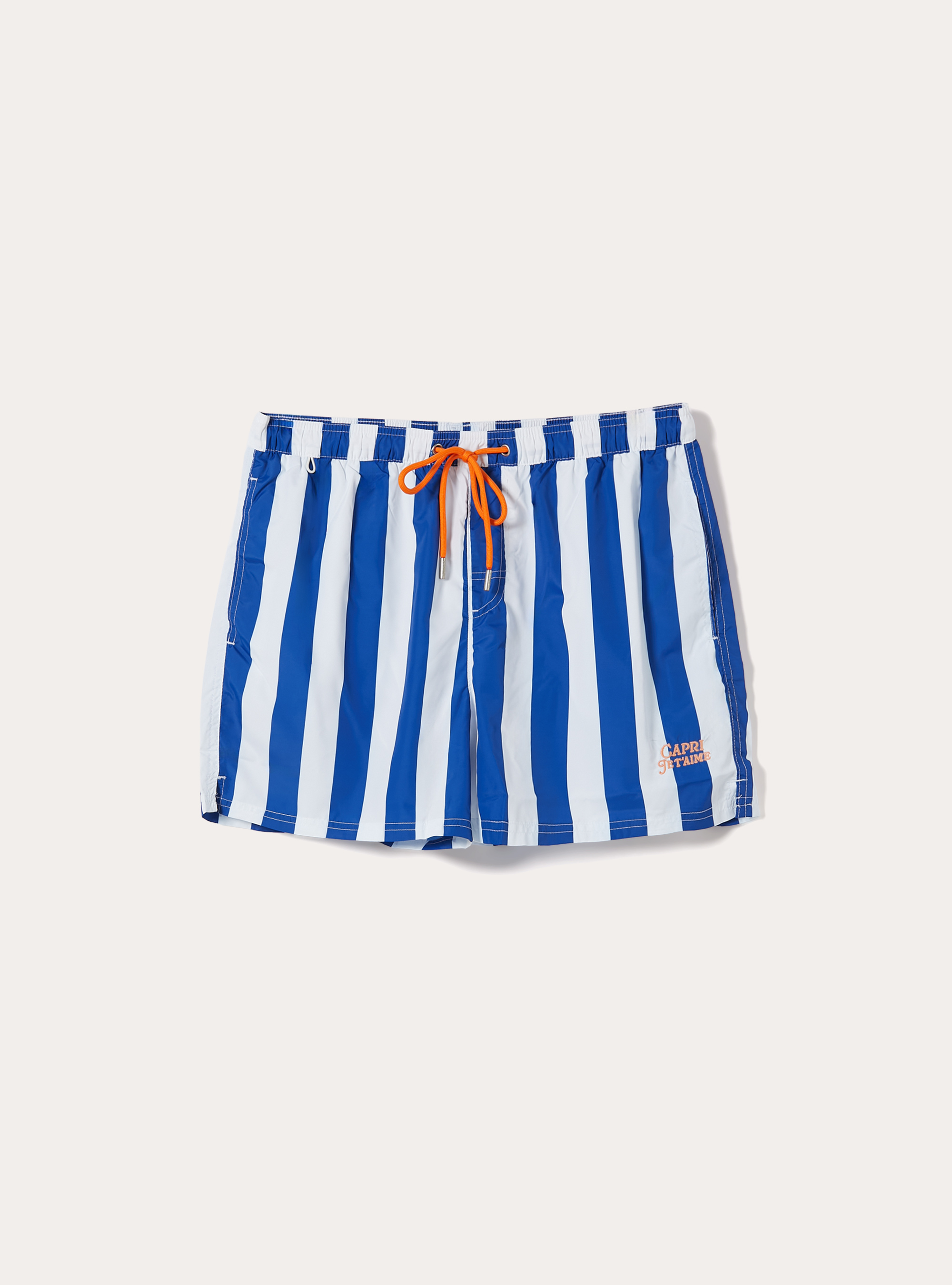 Costume rigato con stampa Capri, NAVY SCURO