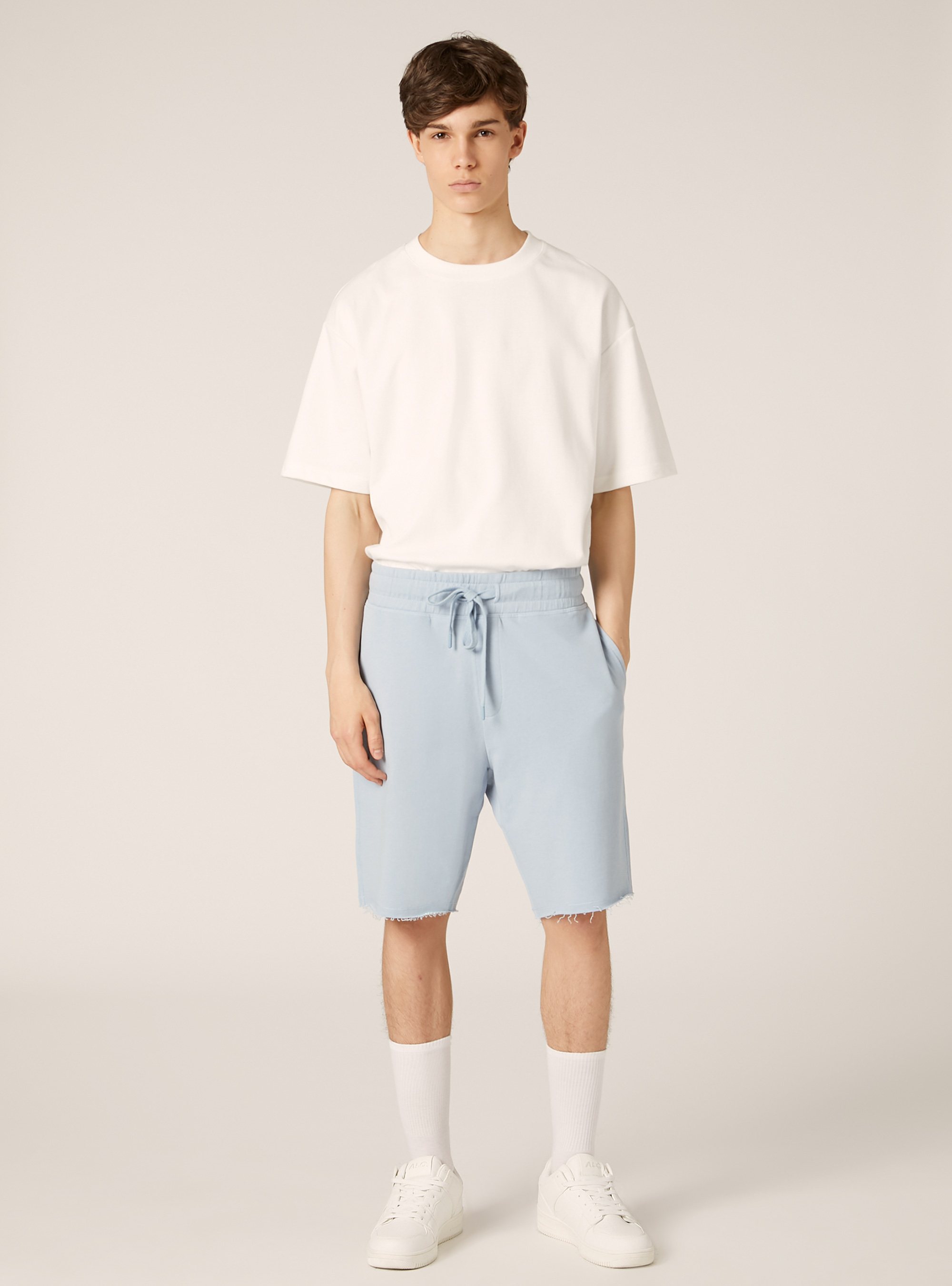 Jogger-Bermudashorts aus Baumwolle, AZ3 AZURE LIGHT