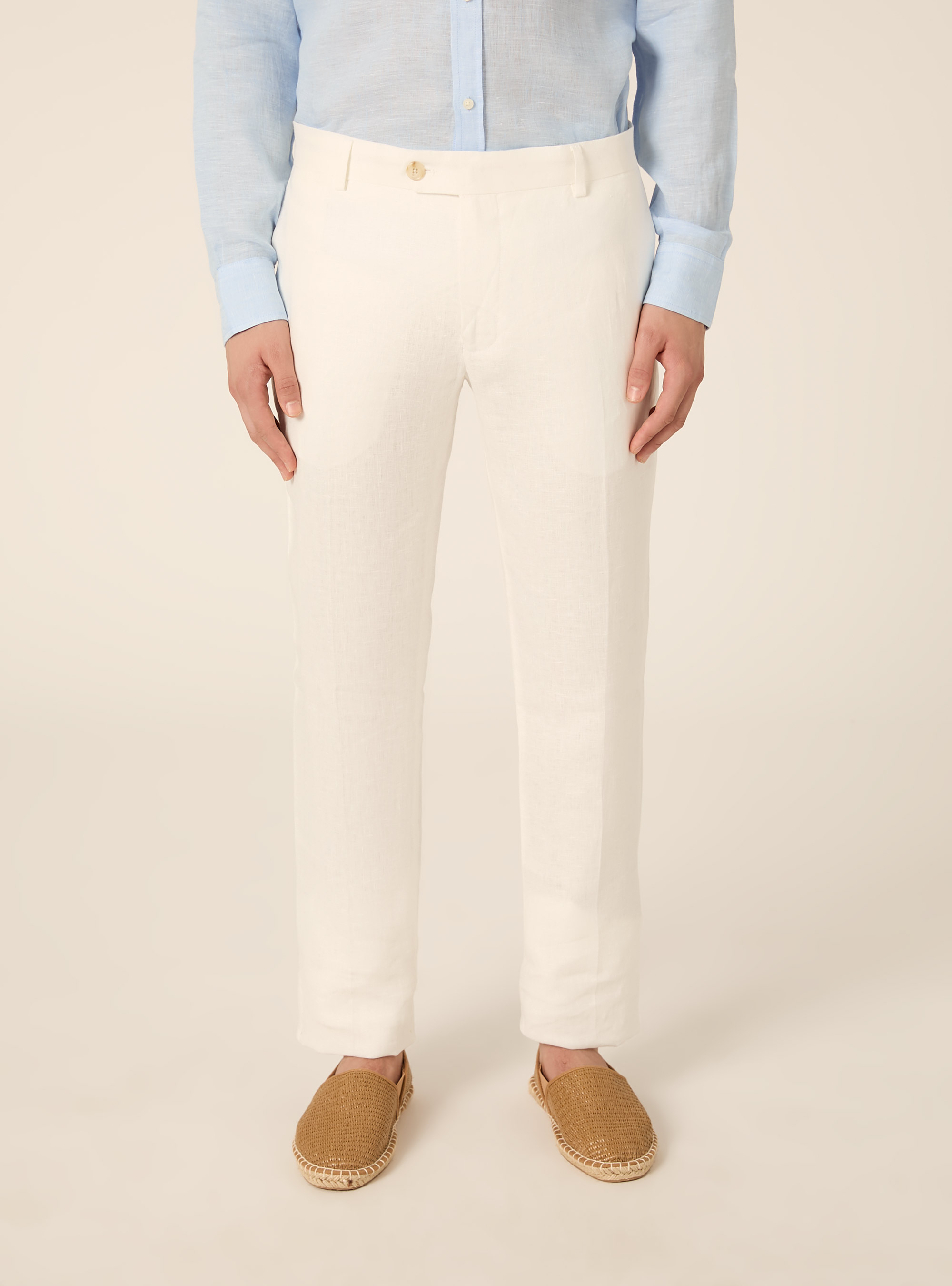 Pure linen trousers, WH1 OFF WHITE