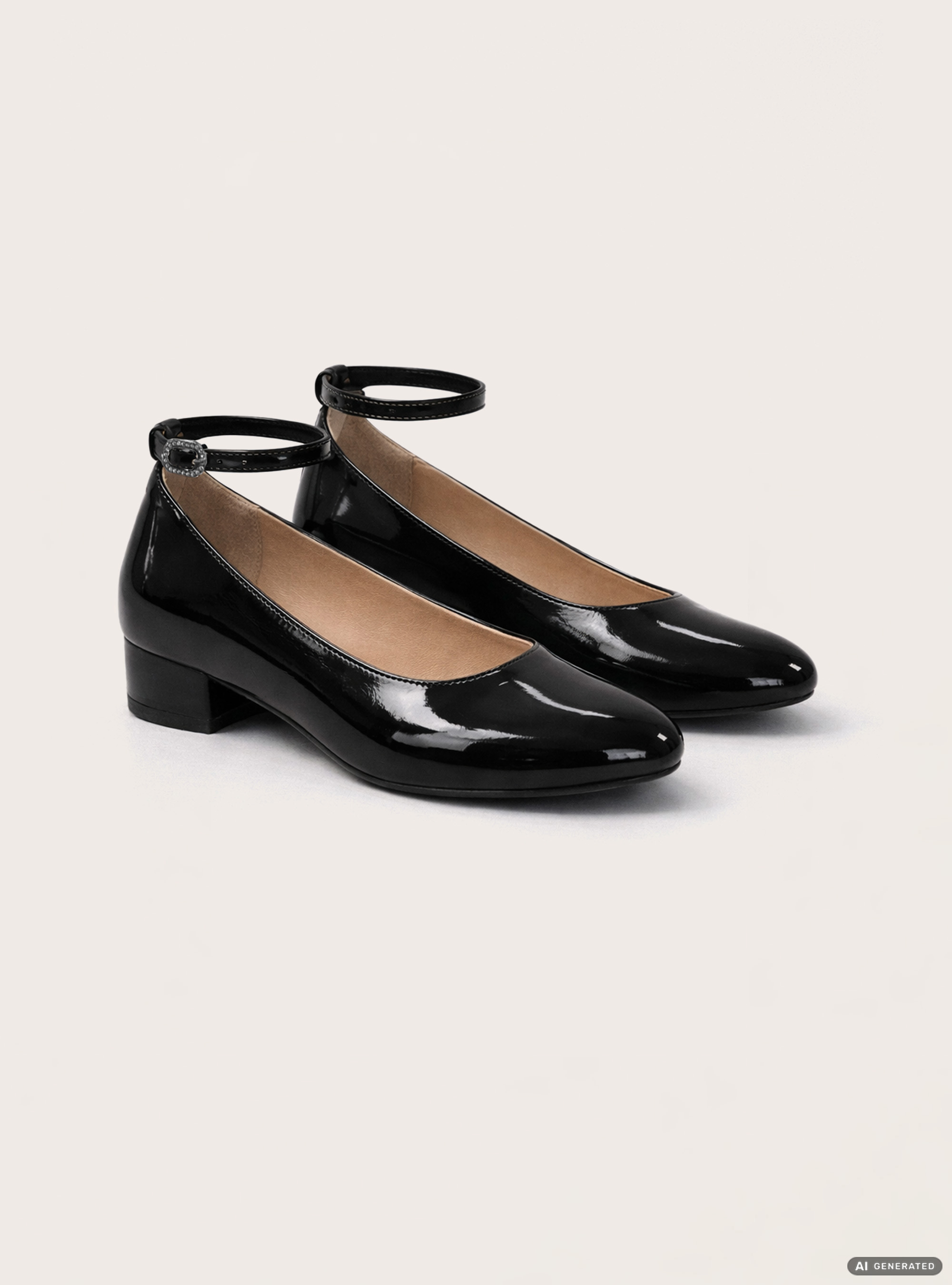 Ballerina flats with a strap, BK1 BLACK