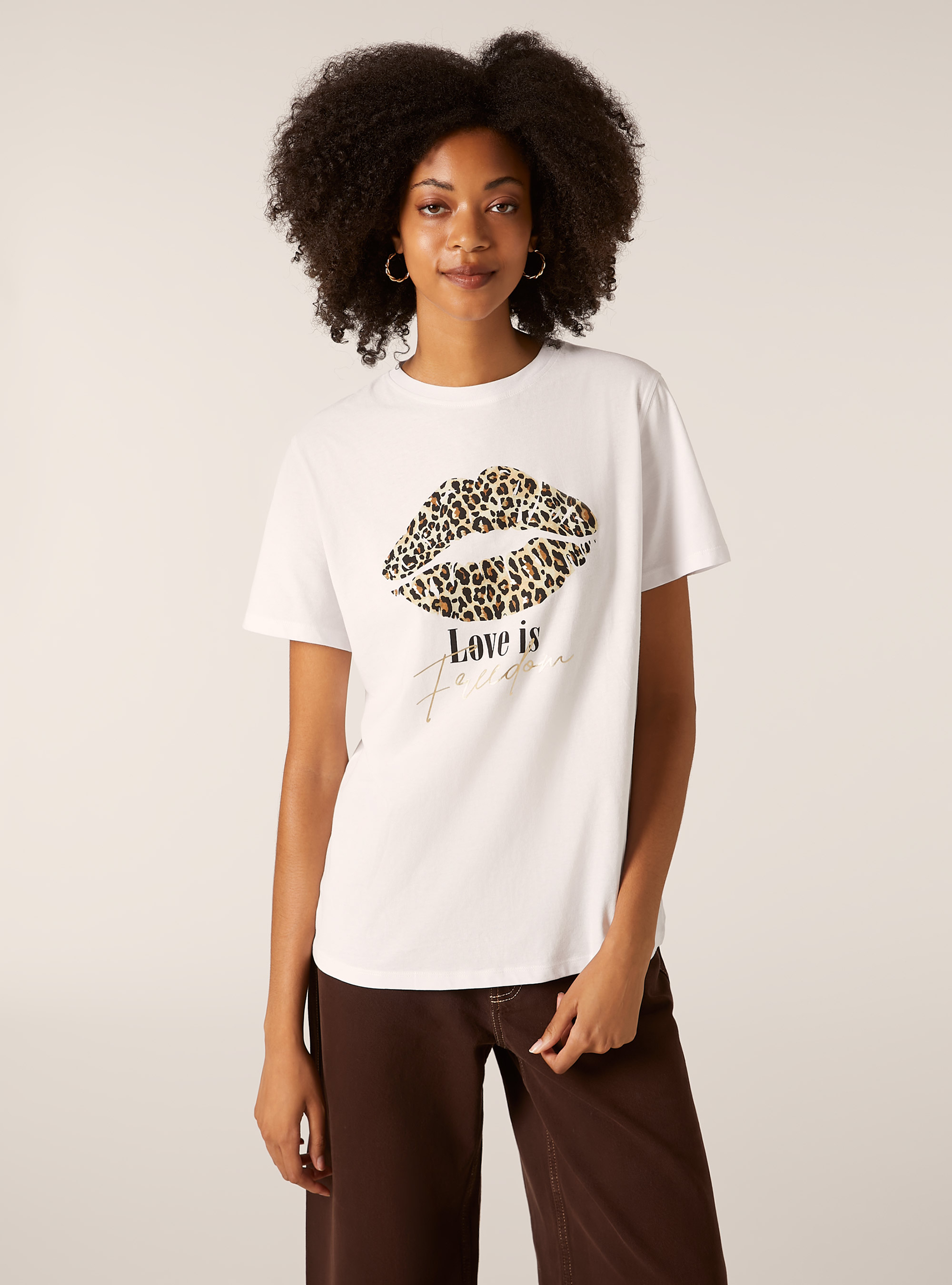 Camiseta con estampado met&aacute;lico, WH3 WHITE