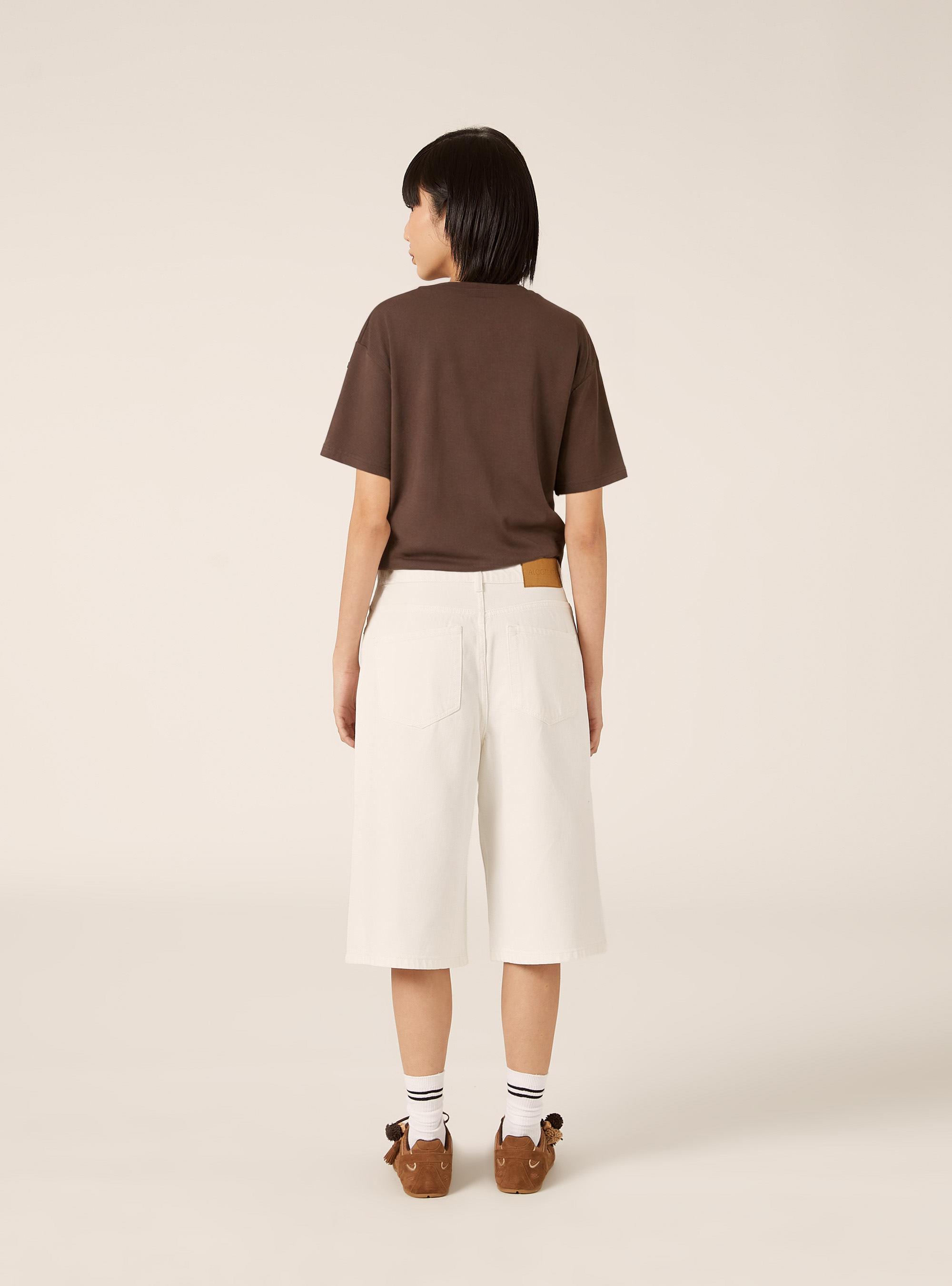 Bermuda jorts in denim colorato, OFF WHITE