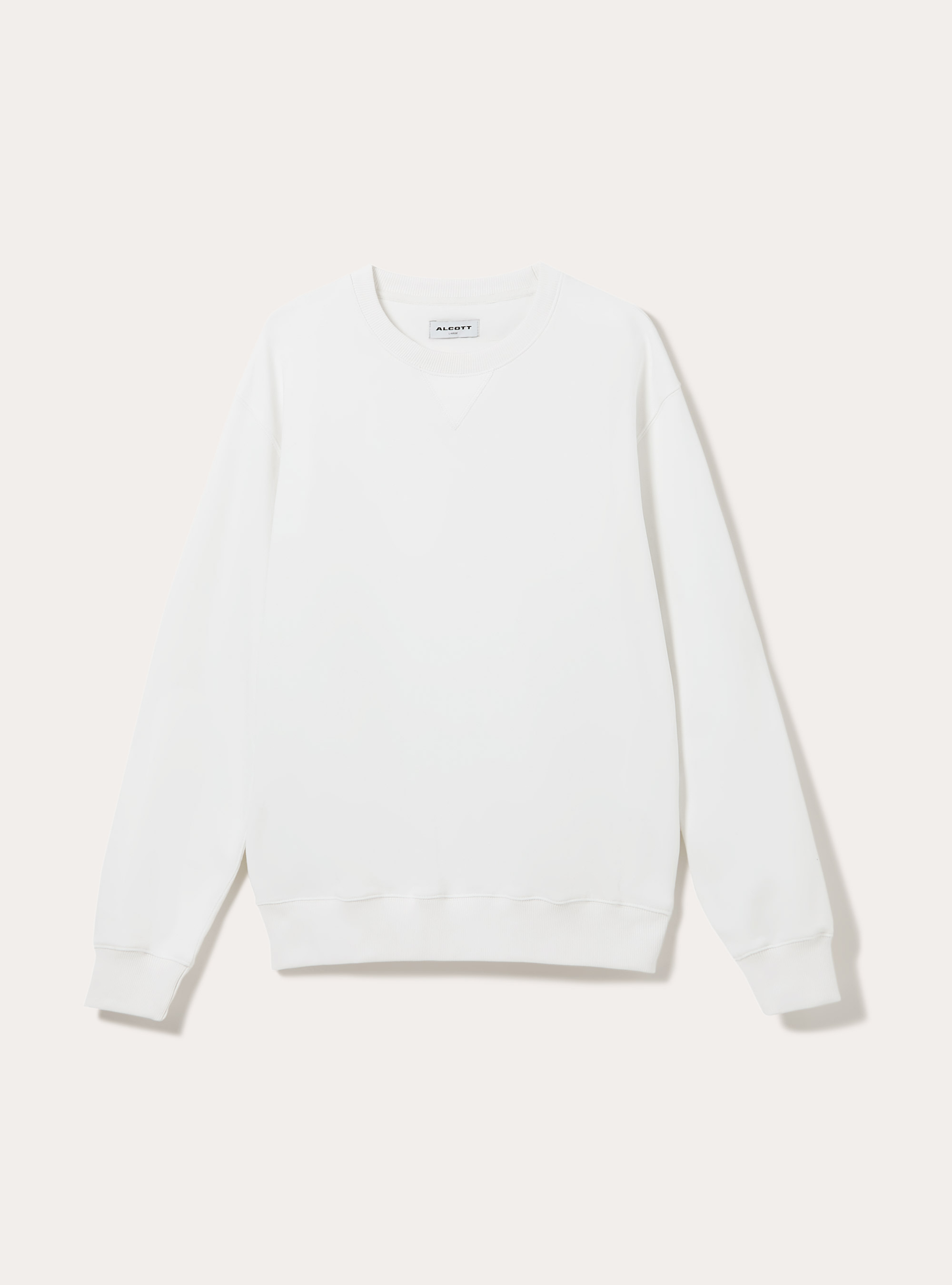 Sweat &agrave; col ras du cou de couleur unie, WH1 OFF WHITE