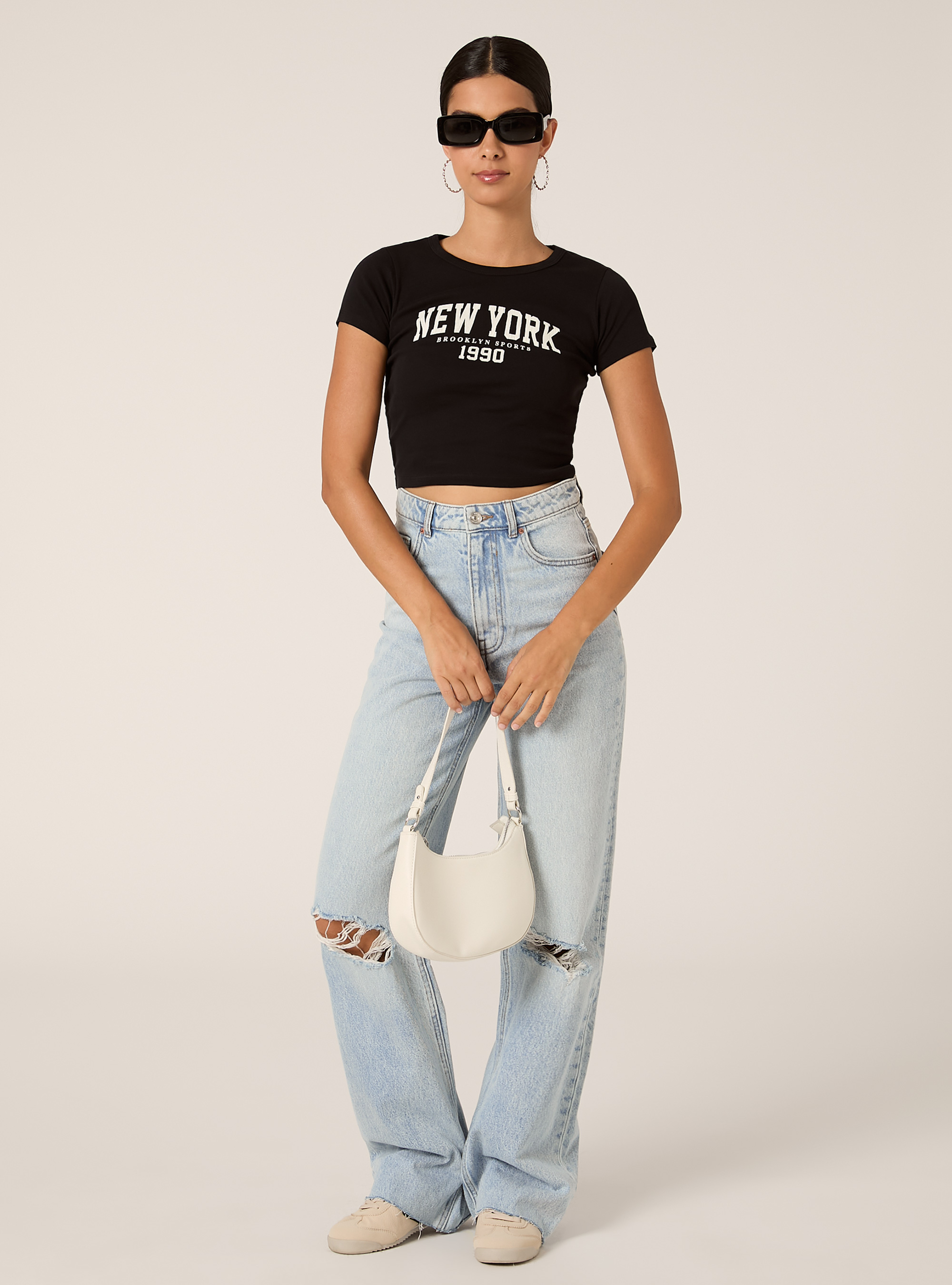 Camiseta corta con estampado universitario, BK1 BLACK