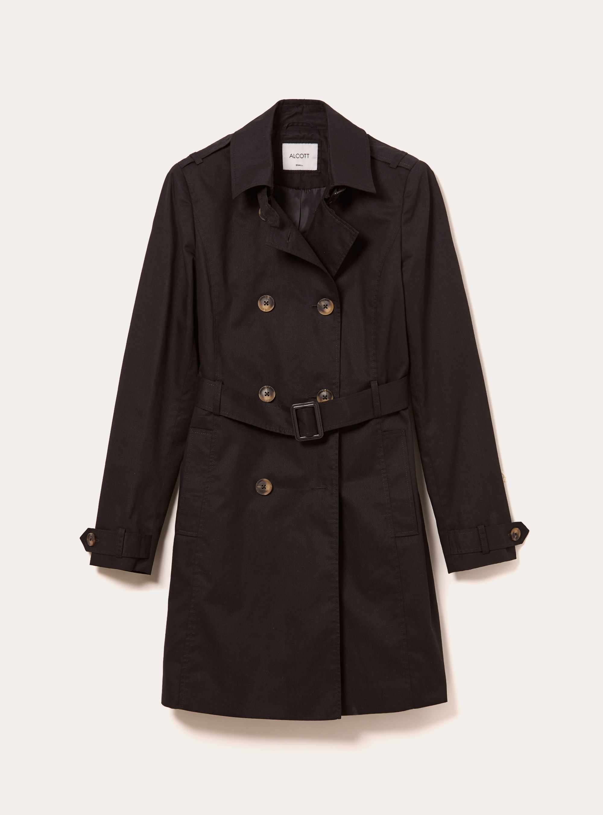 Trench souple avec ceinture, BK1 BLACK