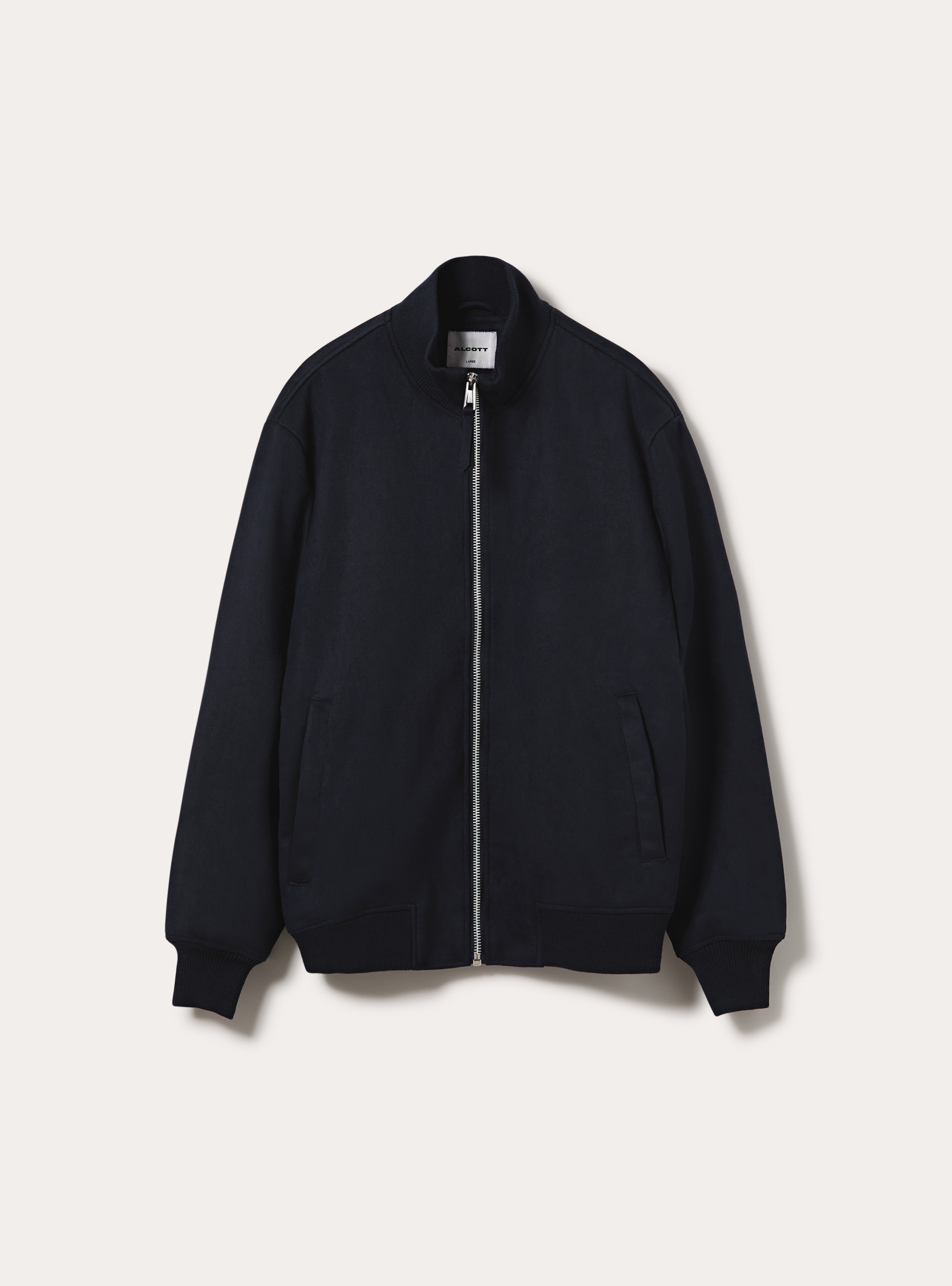 Faux suede high neck zip jacket, NA1 NAVY DARK