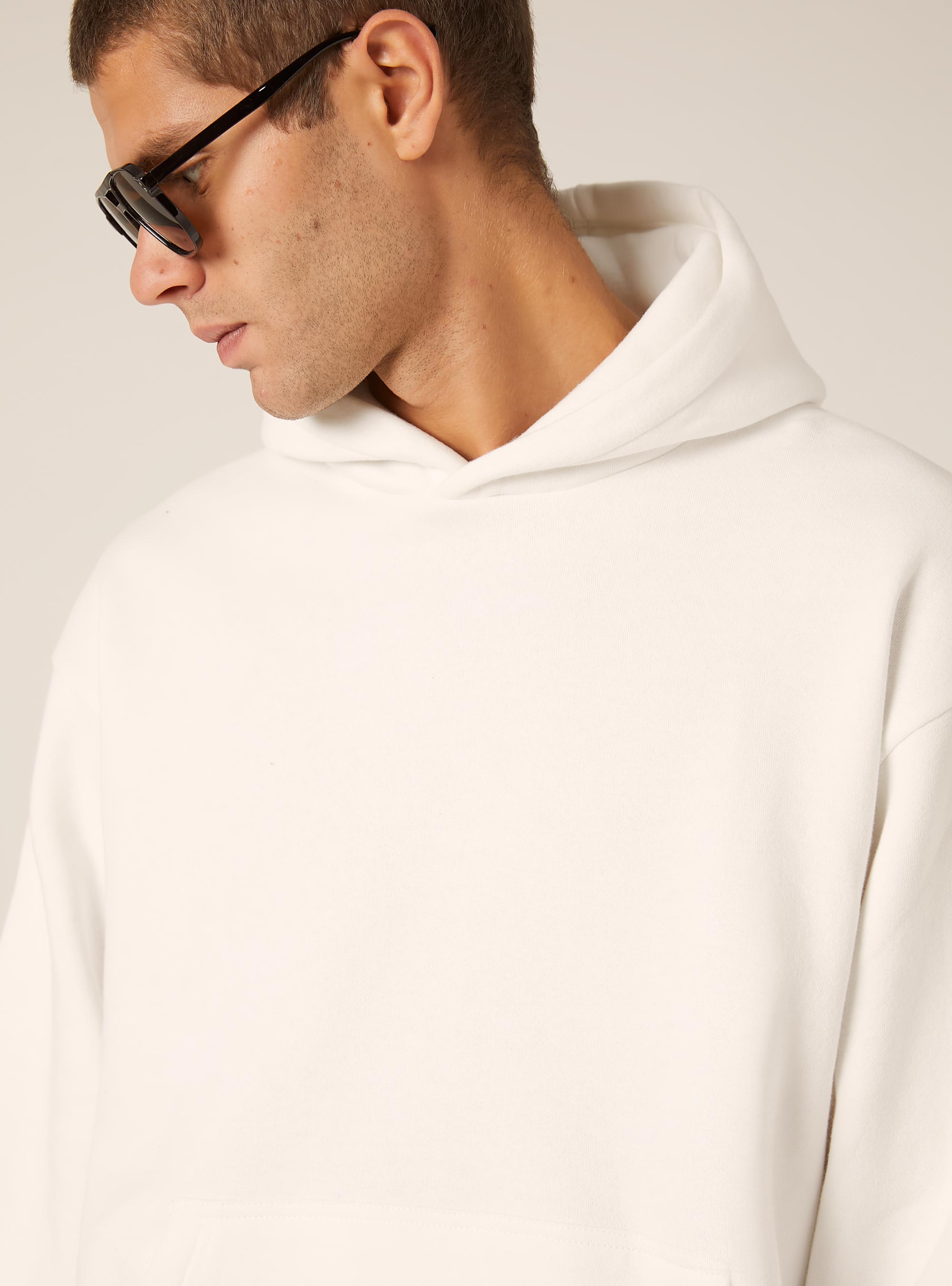 Sweat &agrave; capuche coupe boxy, WH2 WHITE