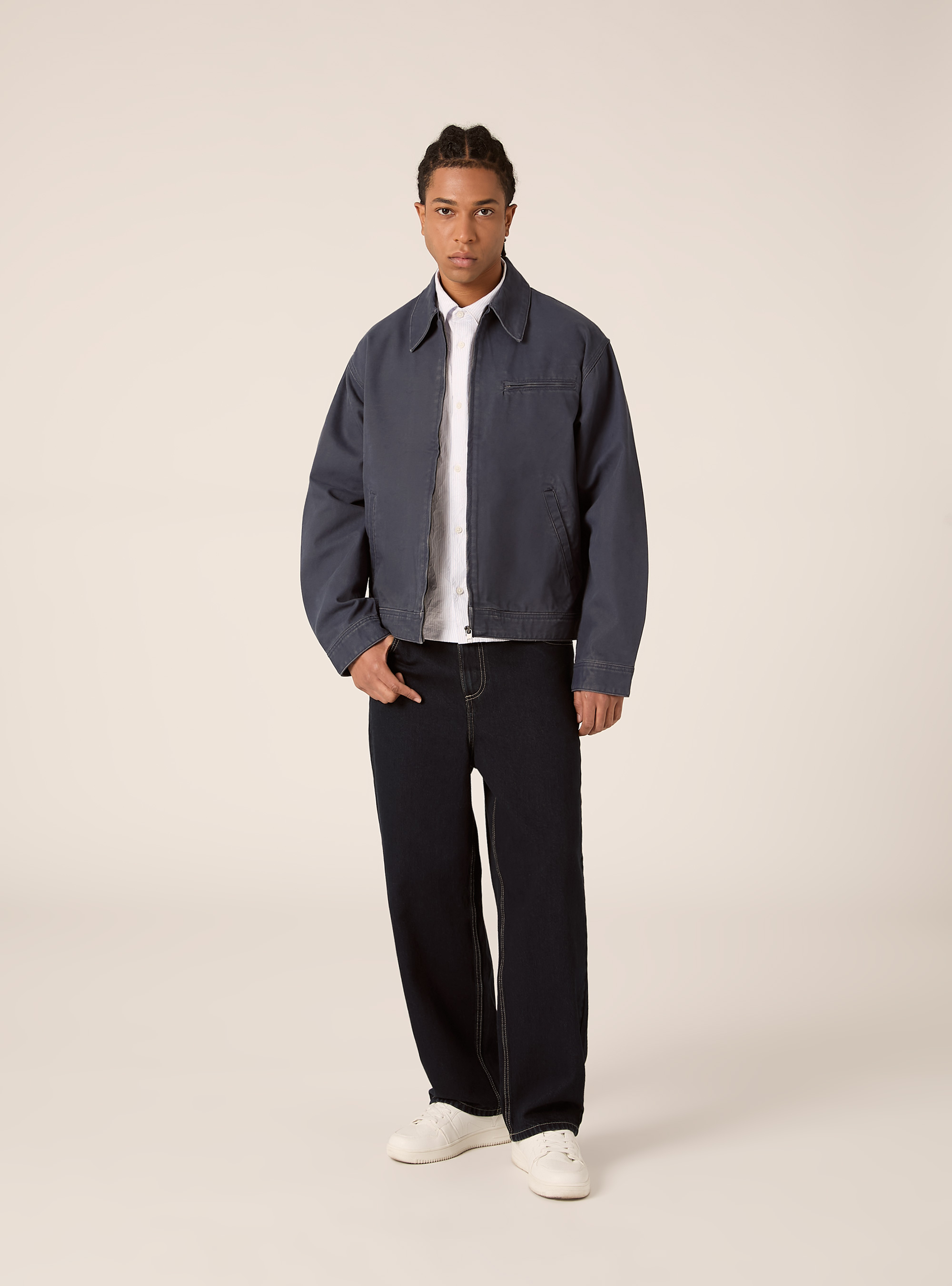 Canvas jacket with collar, NA2 NAVY MEDIUM