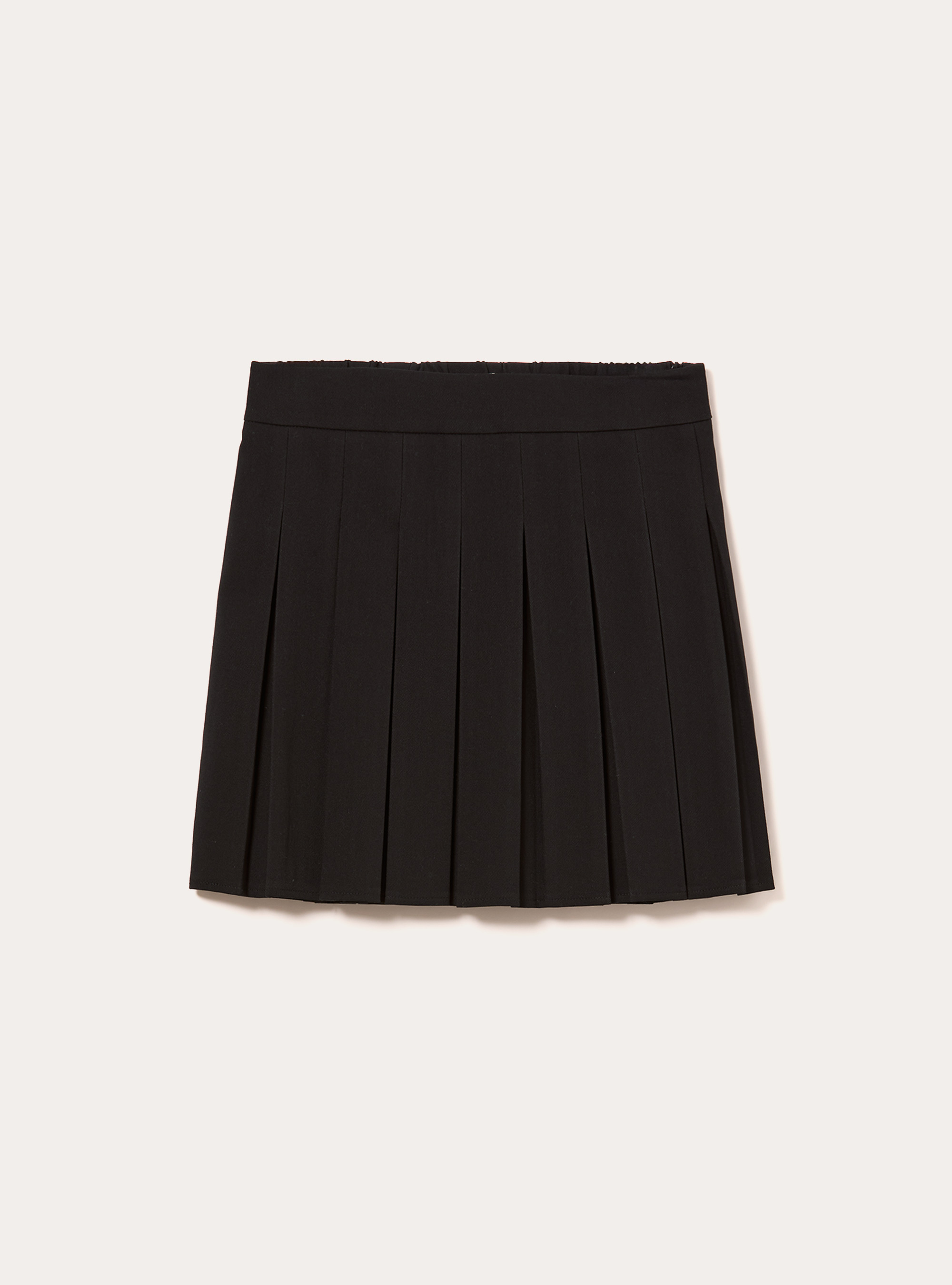 Mini-jupe pliss&eacute;e unie, BK1 BLACK