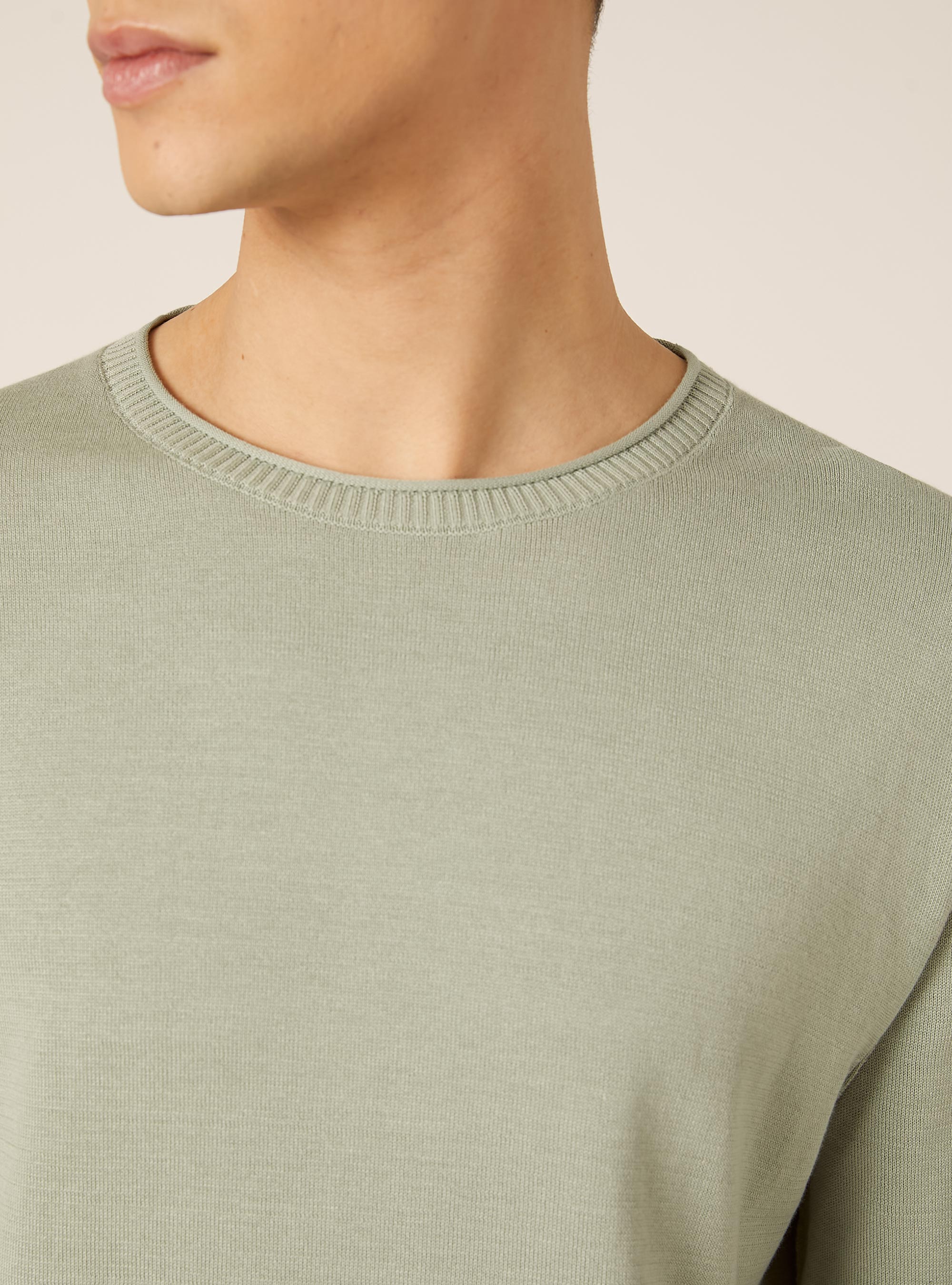 Pullover girocollo in cotone, SALVIA CHIARO