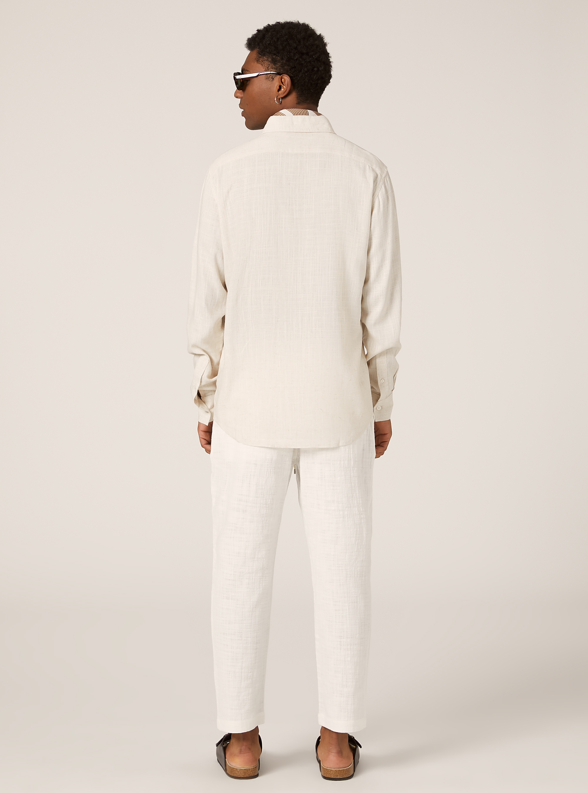 Chemise en lin m&eacute;lang&eacute;, MBG3 BEIGE MEL LIGHT