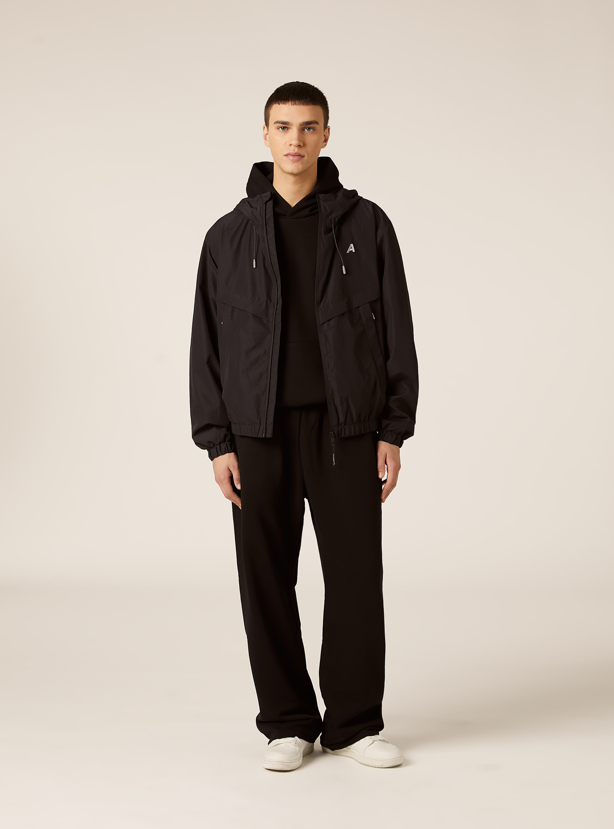 Windproof jacket in technical fabric, BK1 BLACK
