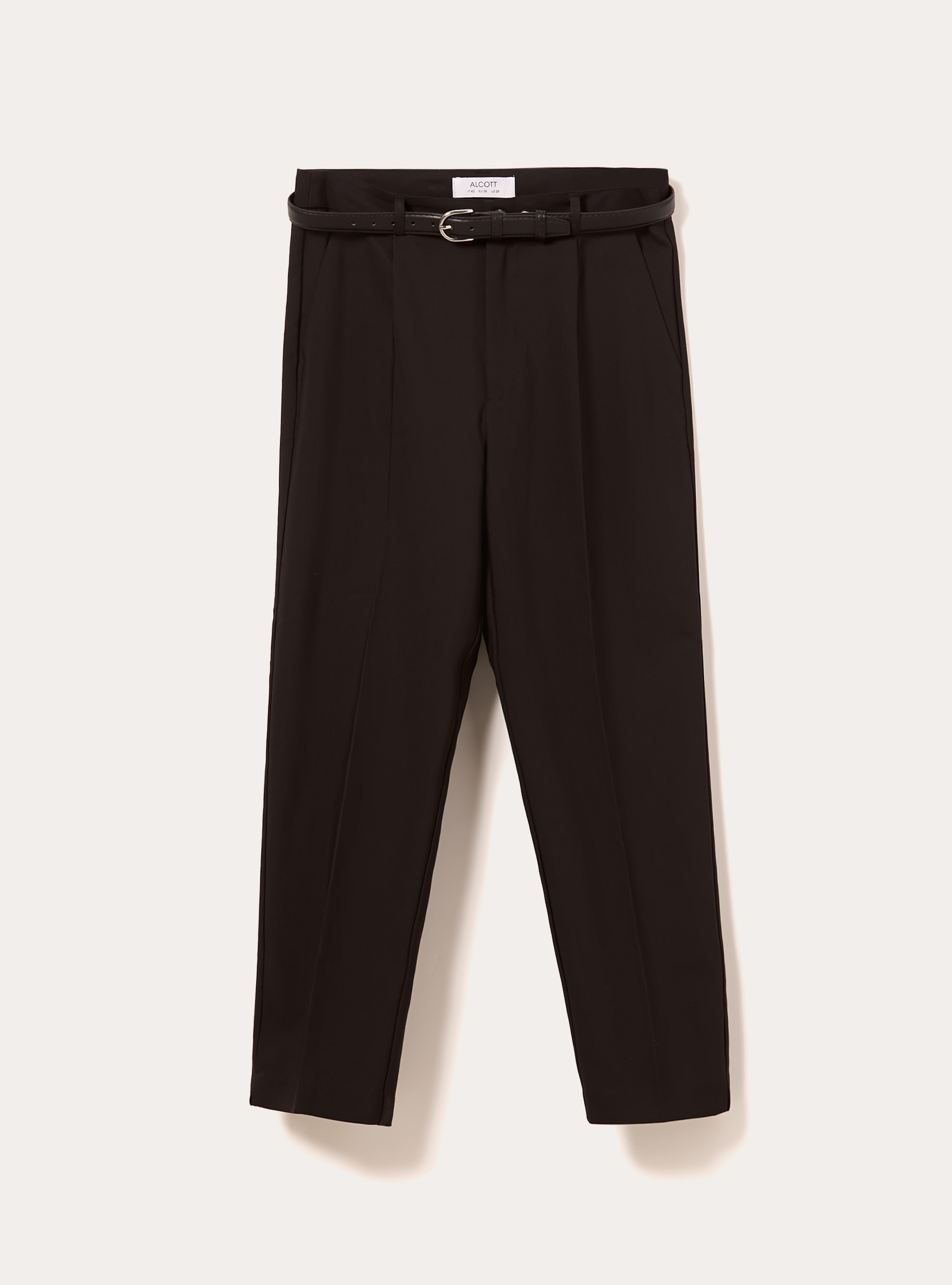 Pantalon ajust&eacute; avec ceinture, BK1 BLACK