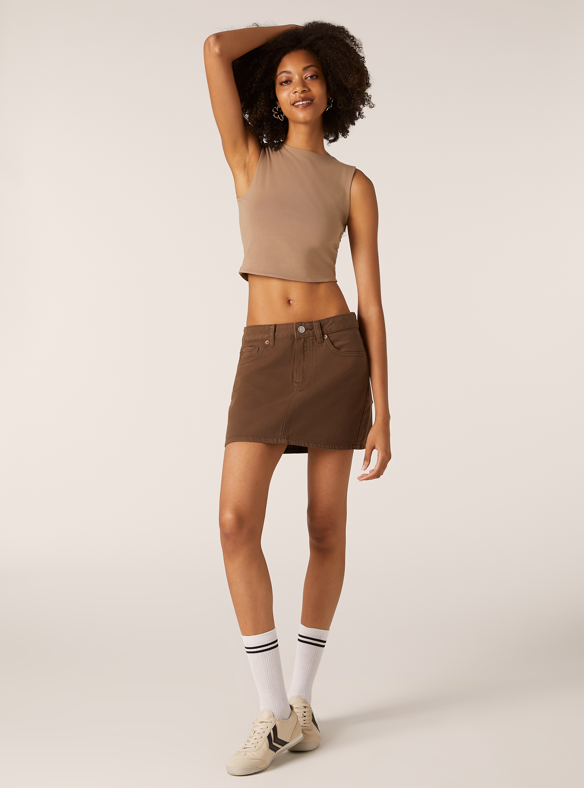 D&eacute;bardeur basique en coton extensible, BR2 BROWN MEDIUM