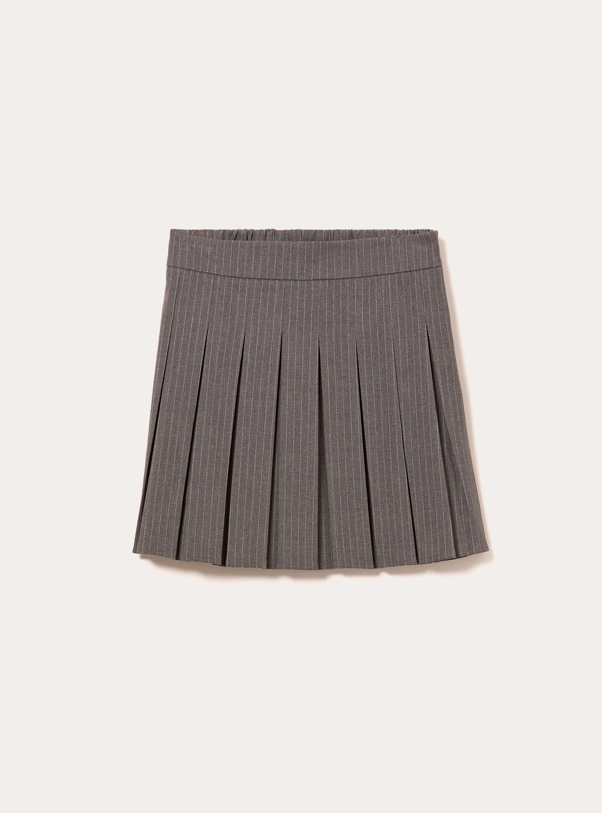 Mini-jupe pliss&eacute;e &agrave; motifs, MGY1 GREY MEL DARK