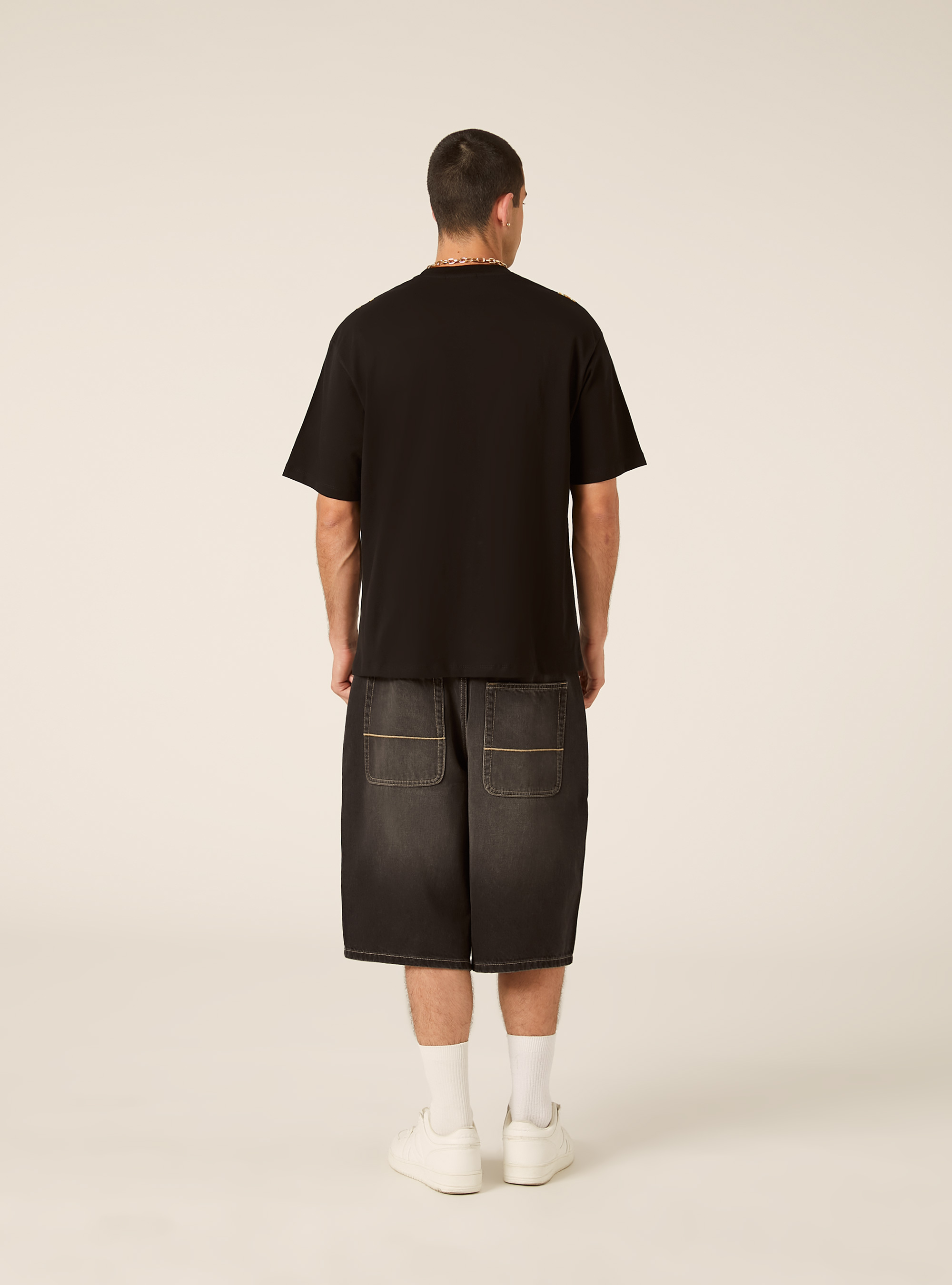 Camiseta Boxy Fit Estampada, BK1 BLACK