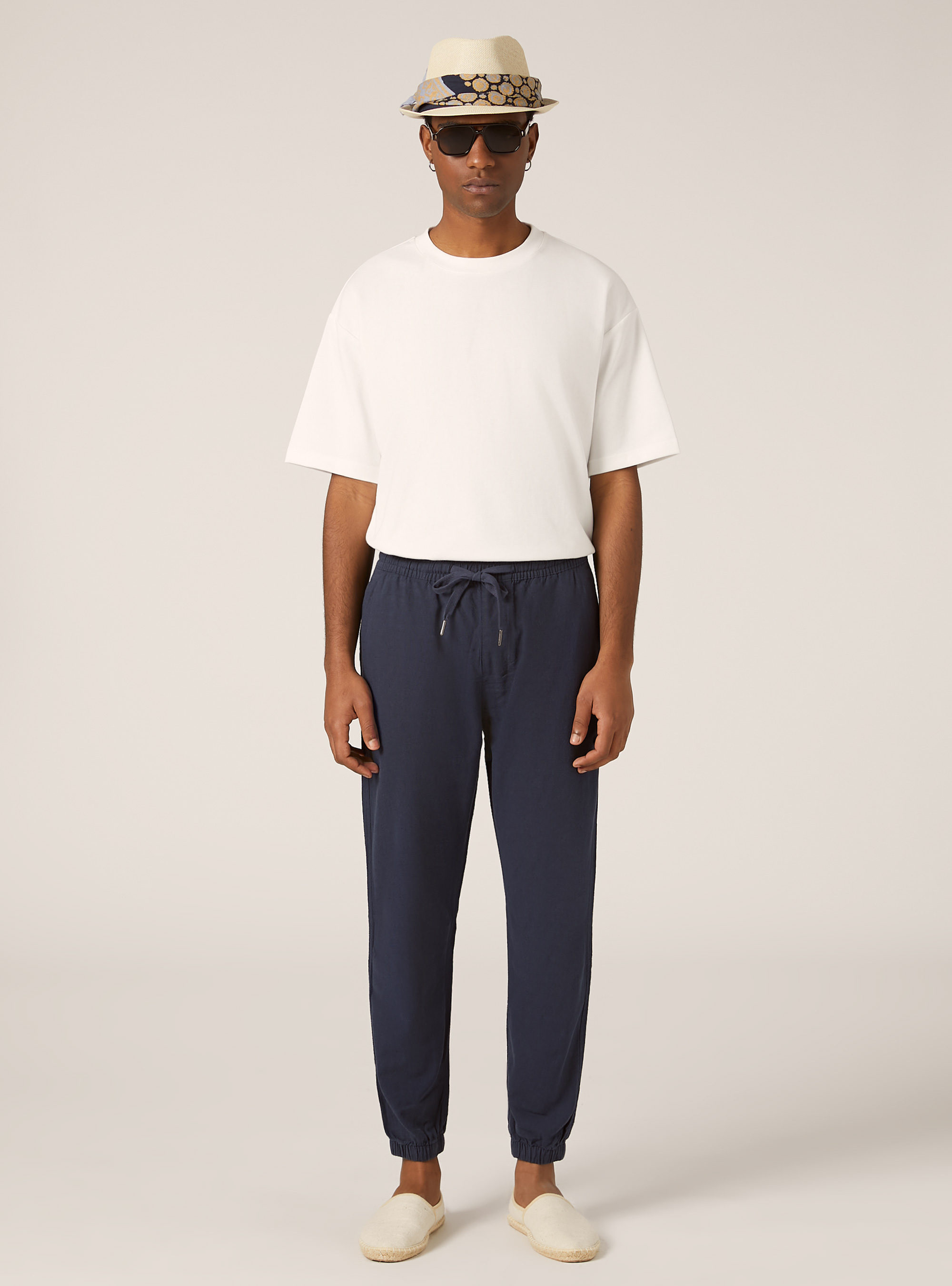 Linen-blend jogger pants, NA2 NAVY MEDIUM