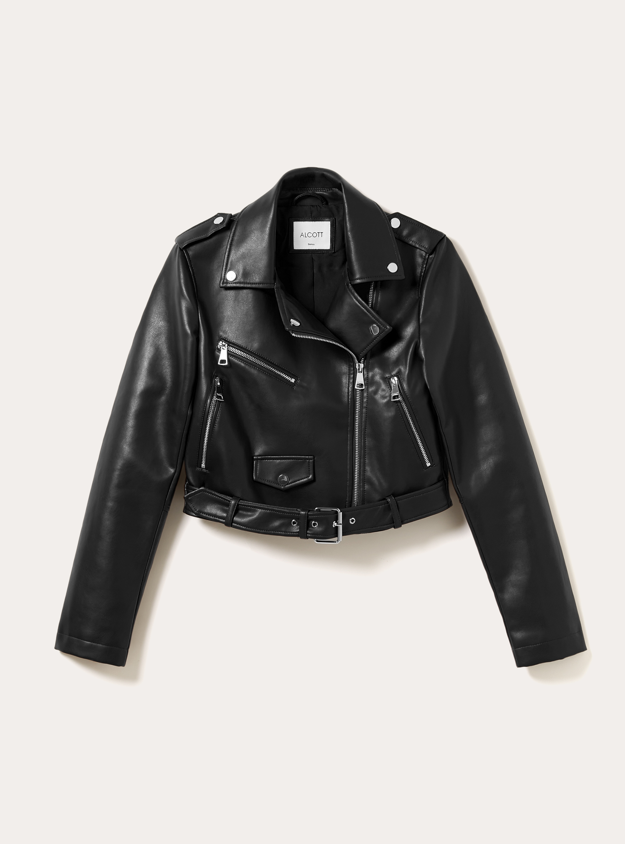 Leather-effect biker jacket, BK1 BLACK