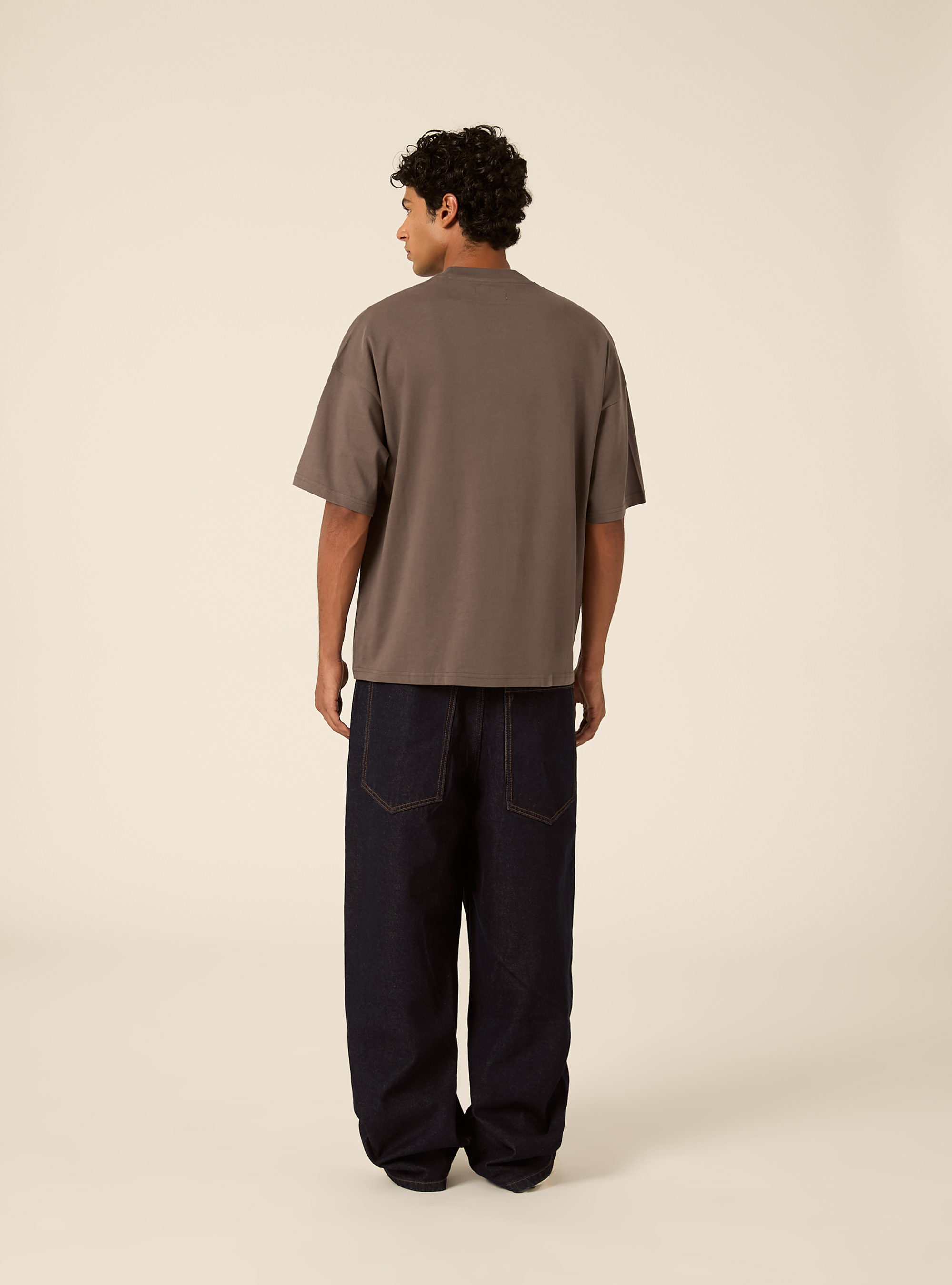 Boxy fit short sleeve tee with dropped shoulders, GY1 GREY DARK