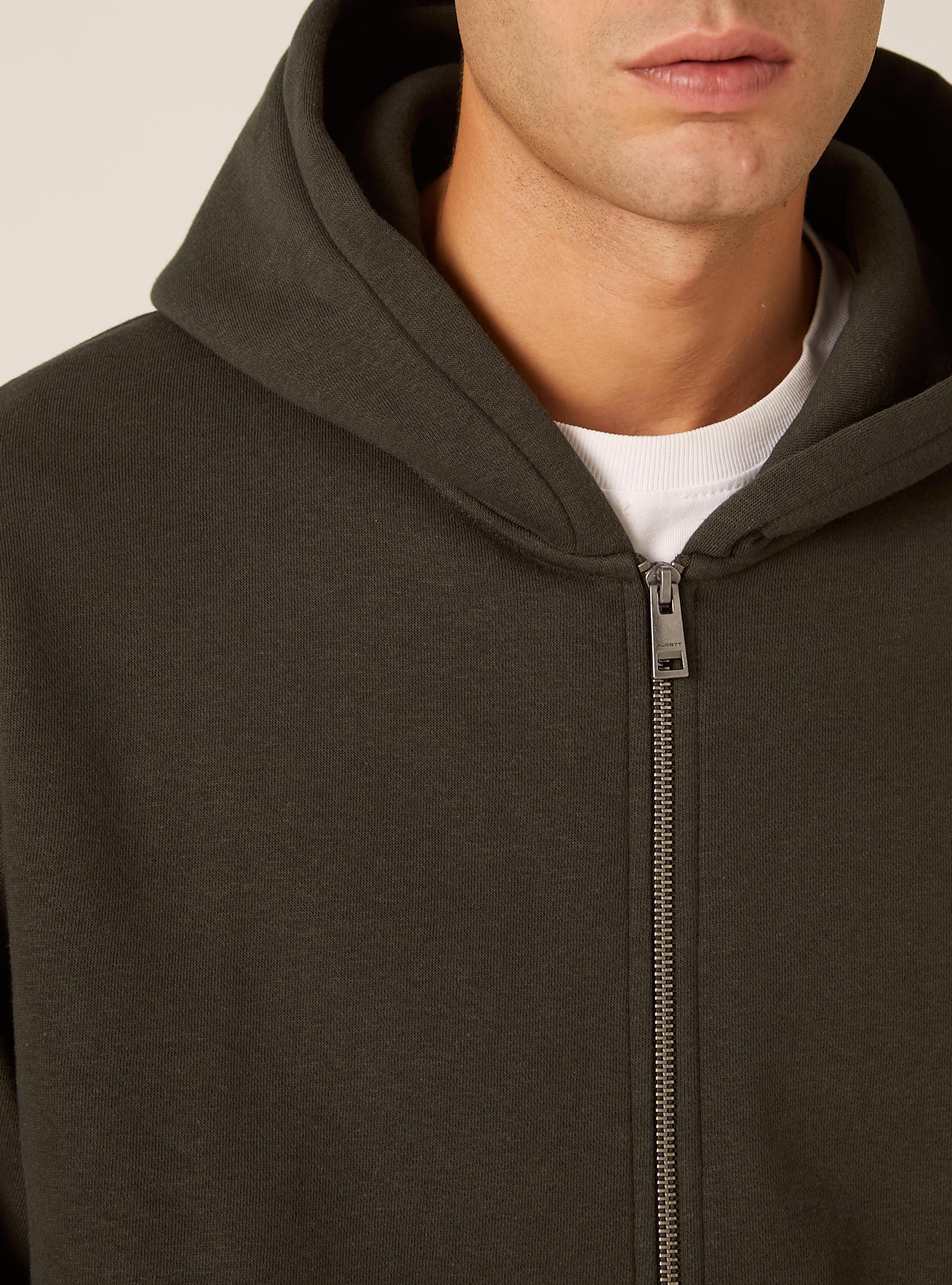 Sweat-shirt zipp&eacute; &agrave; capuche coupe boxy, KY1 KAKY DARK