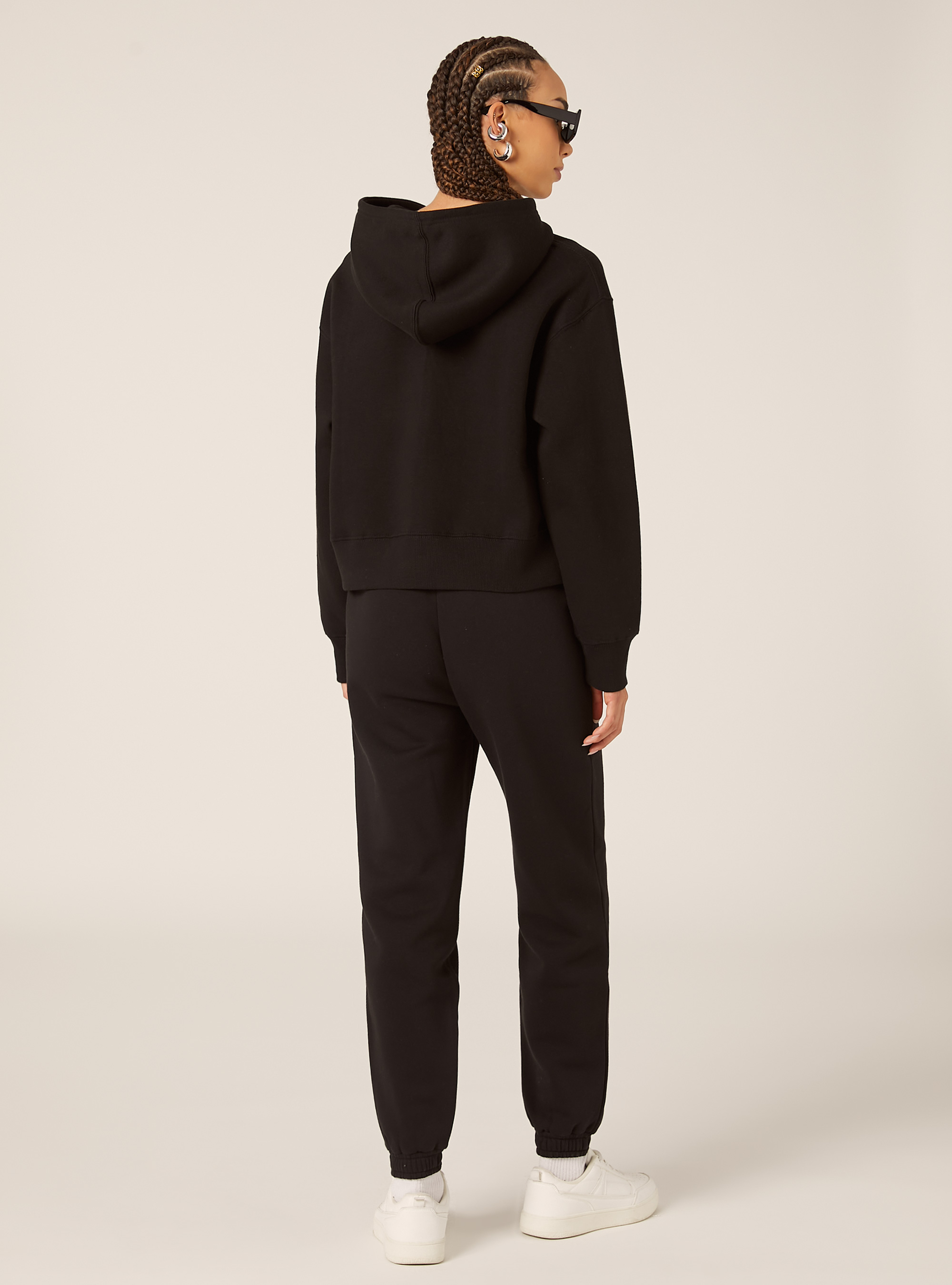 Sweat &agrave; capuche coupe boxy, BK1 BLACK