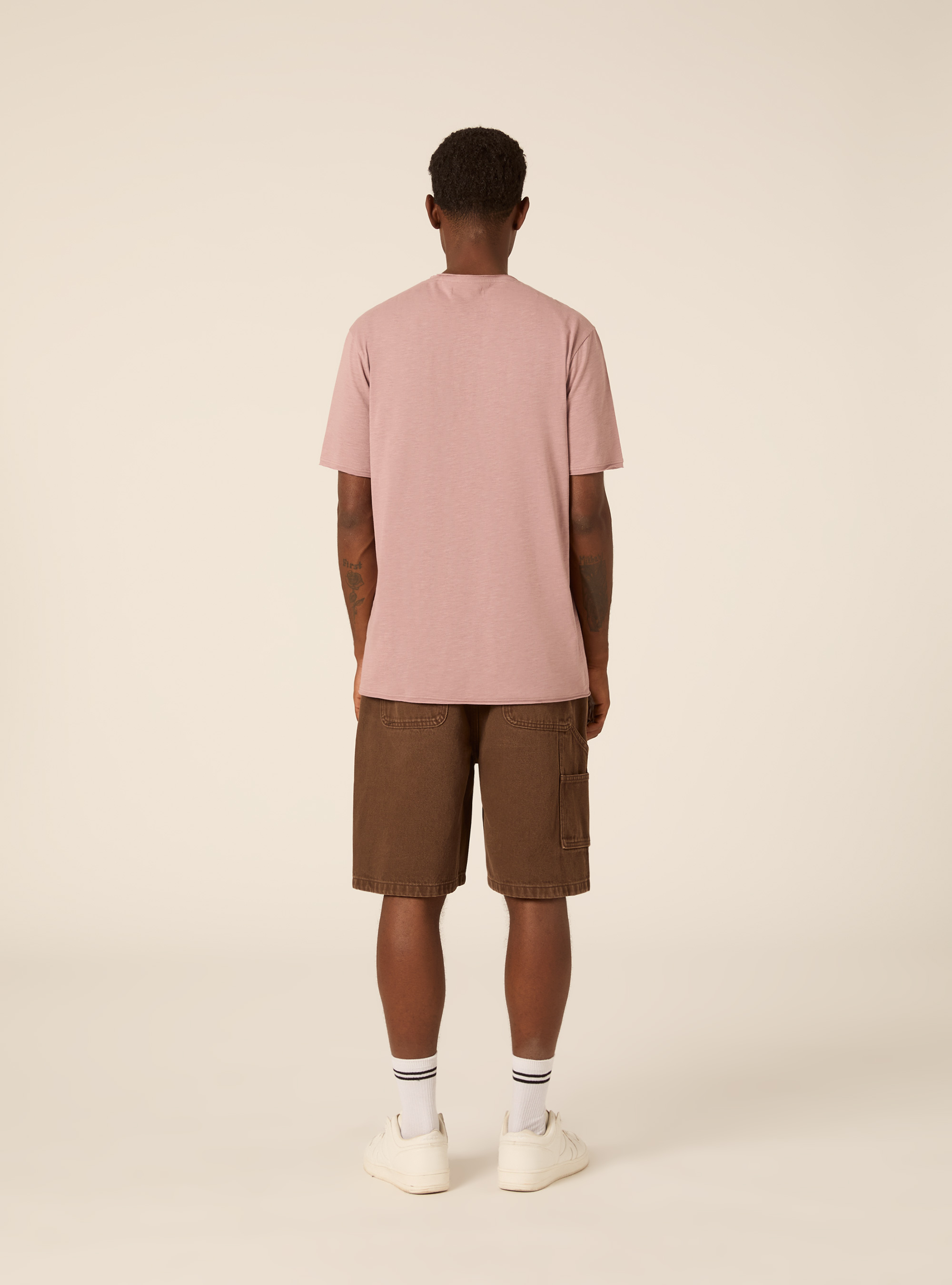 T-shirt slub tinta unita, ROSA CHIARO