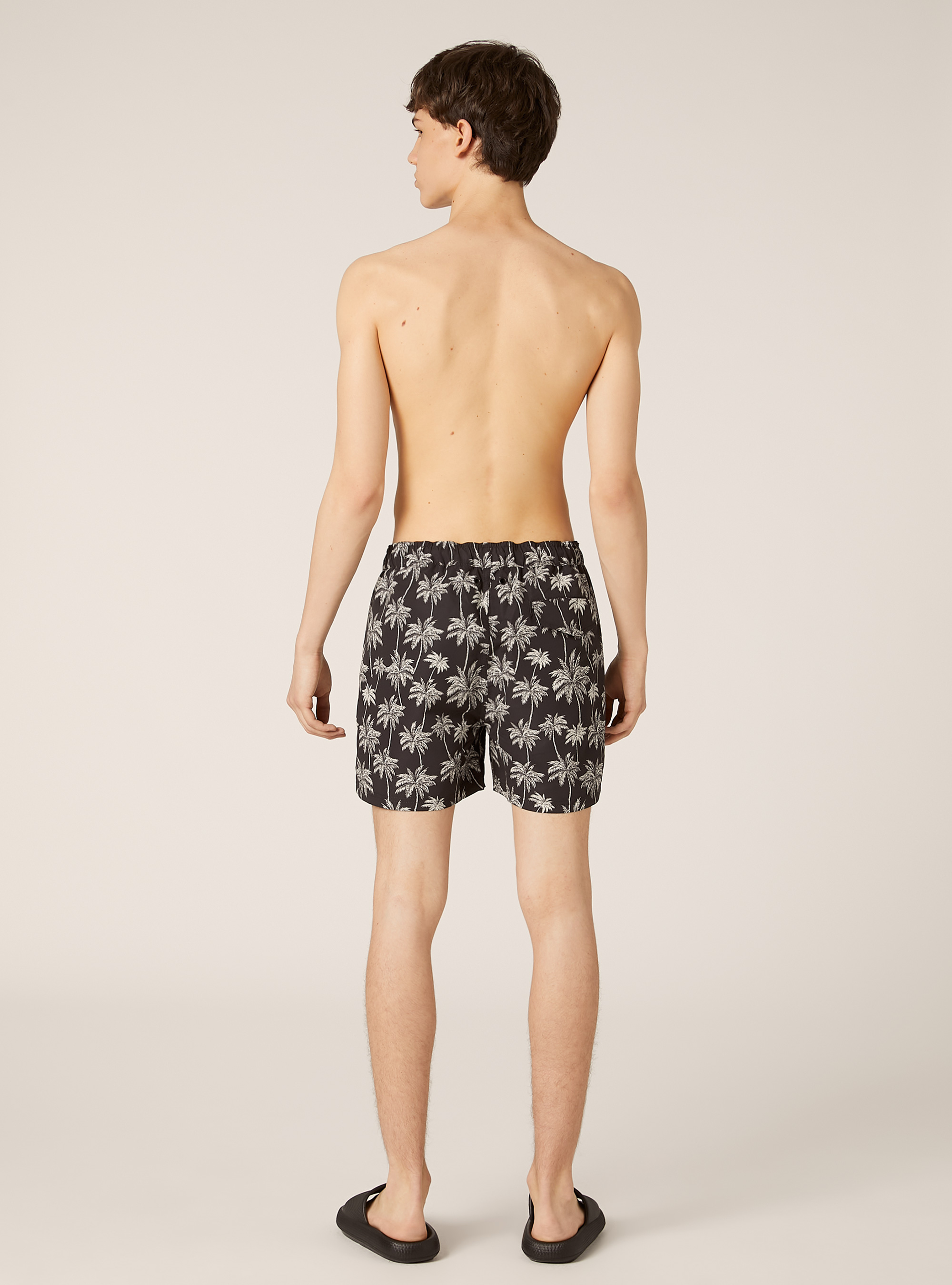 Maillot de bain avec imprim&eacute; palmier, BK1 BLACK