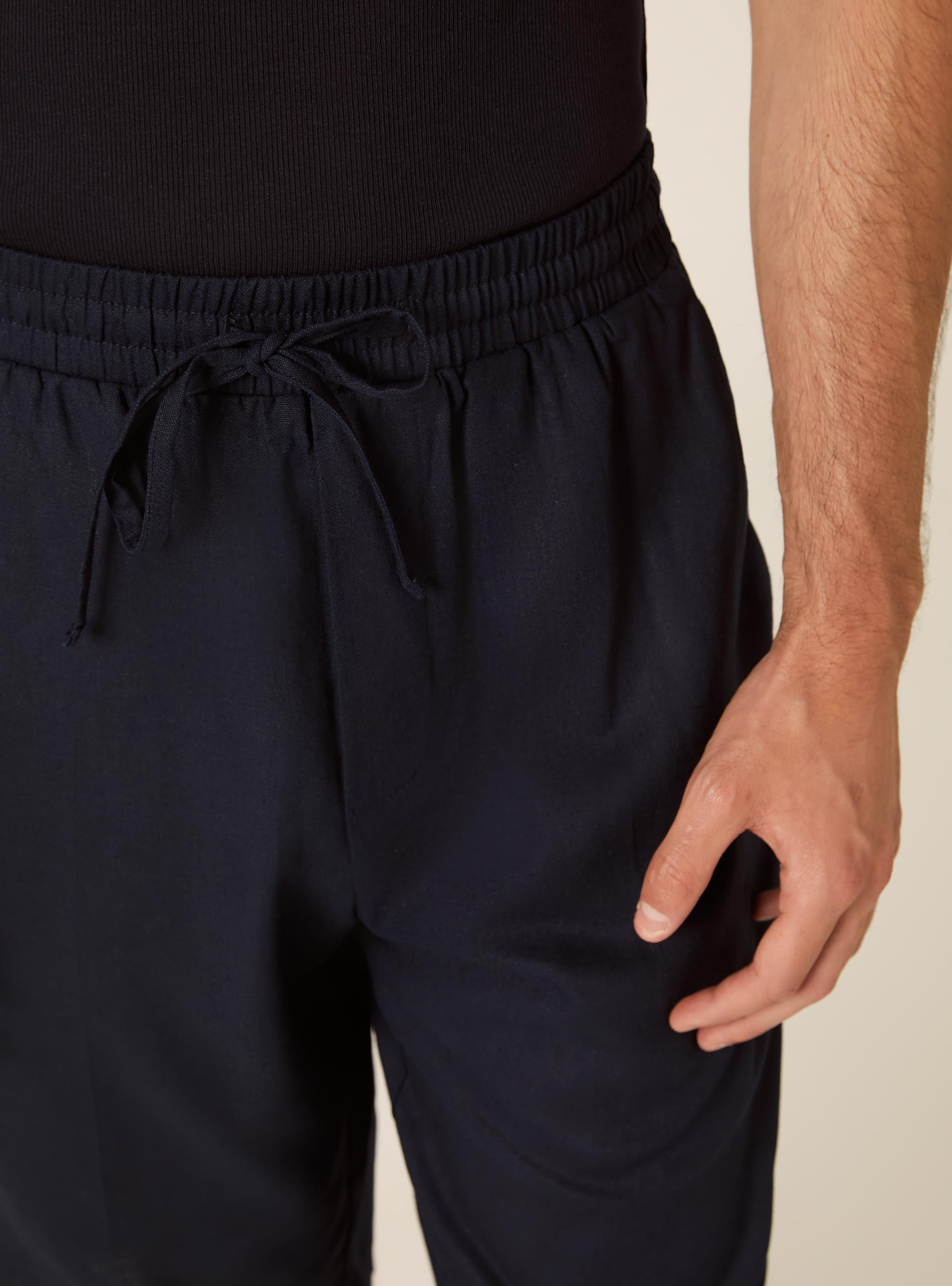 Linen Blend Bermuda Shorts, NA1 NAVY DARK