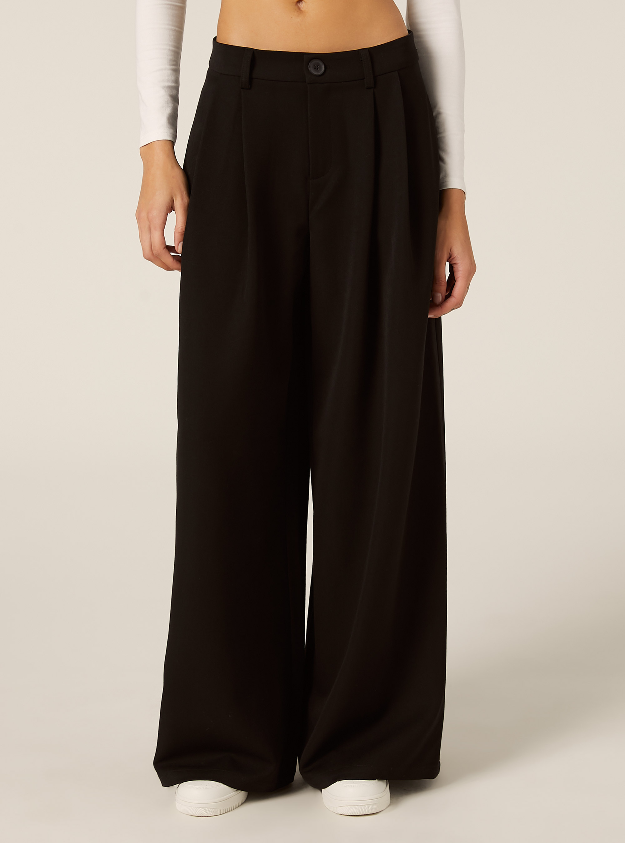 Pantalon large &agrave; pinces, BK1 BLACK