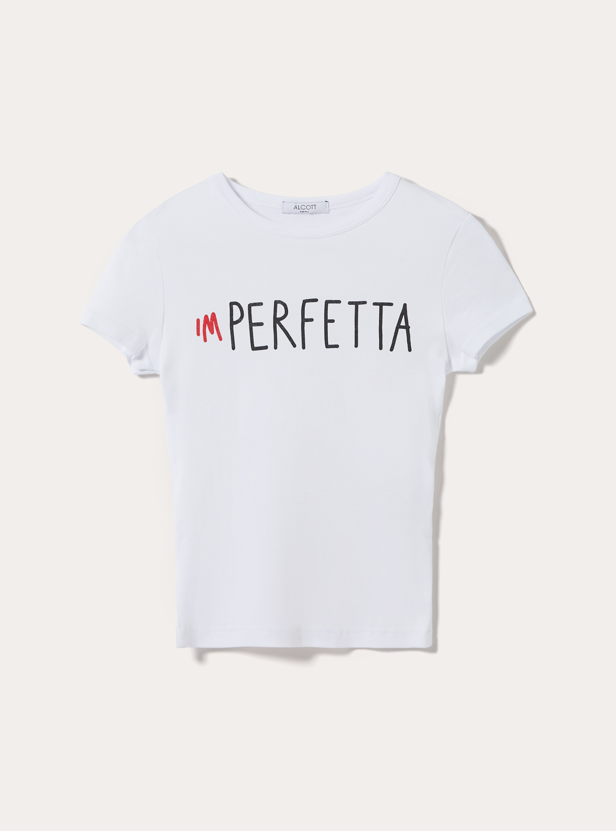 T-shirt regular con stampa "imperfetta", WH3 WHITE