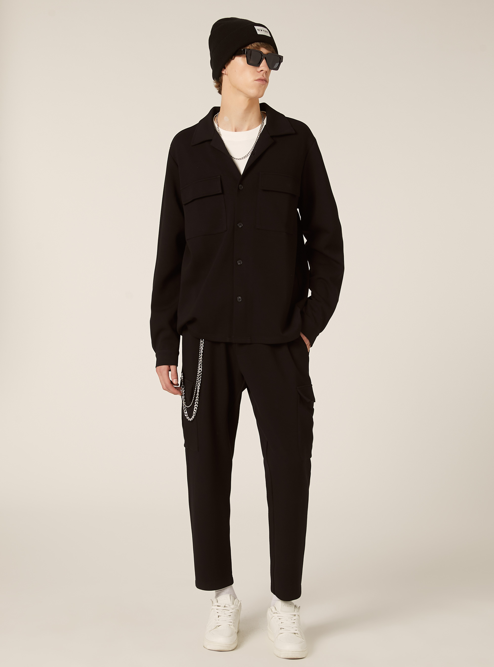 Pantalon jogger cargo soft touch, BK1 BLACK