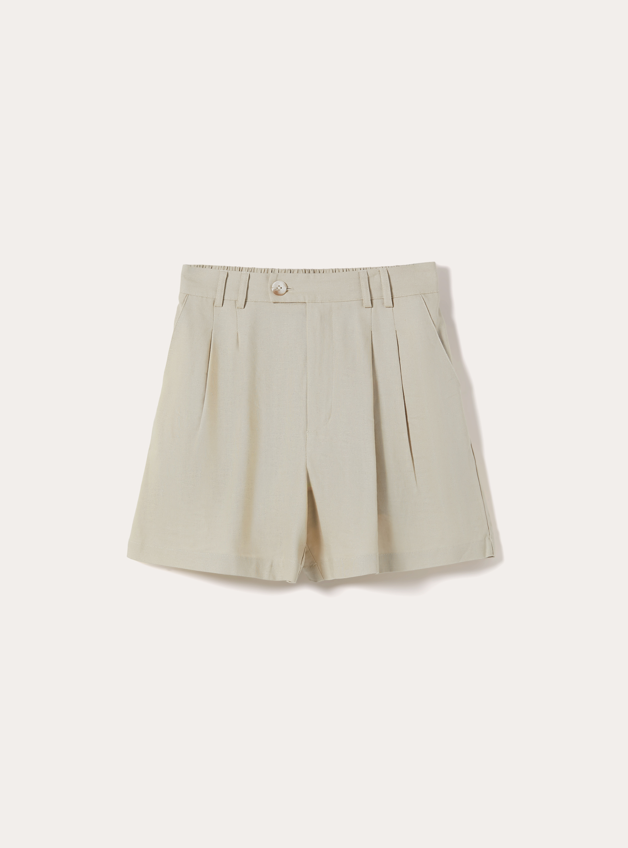 Solid color linen blend shorts, BG2 BEIGE MEDIUM