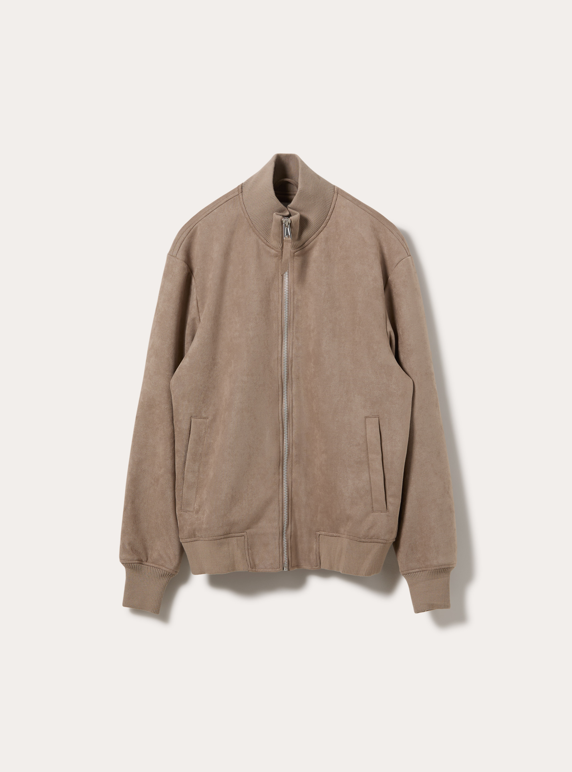 Faux suede high neck zip jacket, SA2 SAND MEDIUM