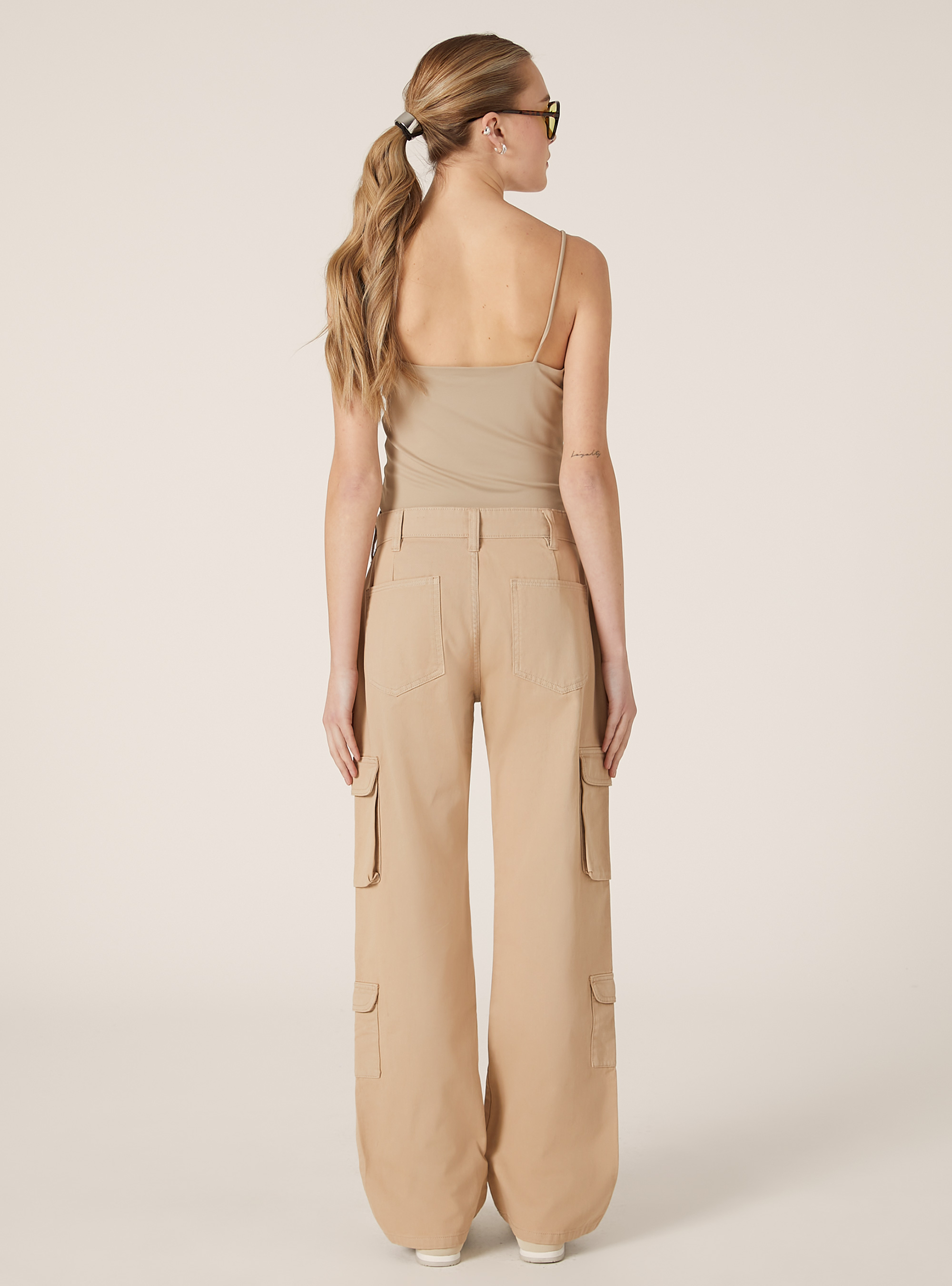 Pantalon cargo en serg&eacute;, BG2 BEIGE MEDIUM