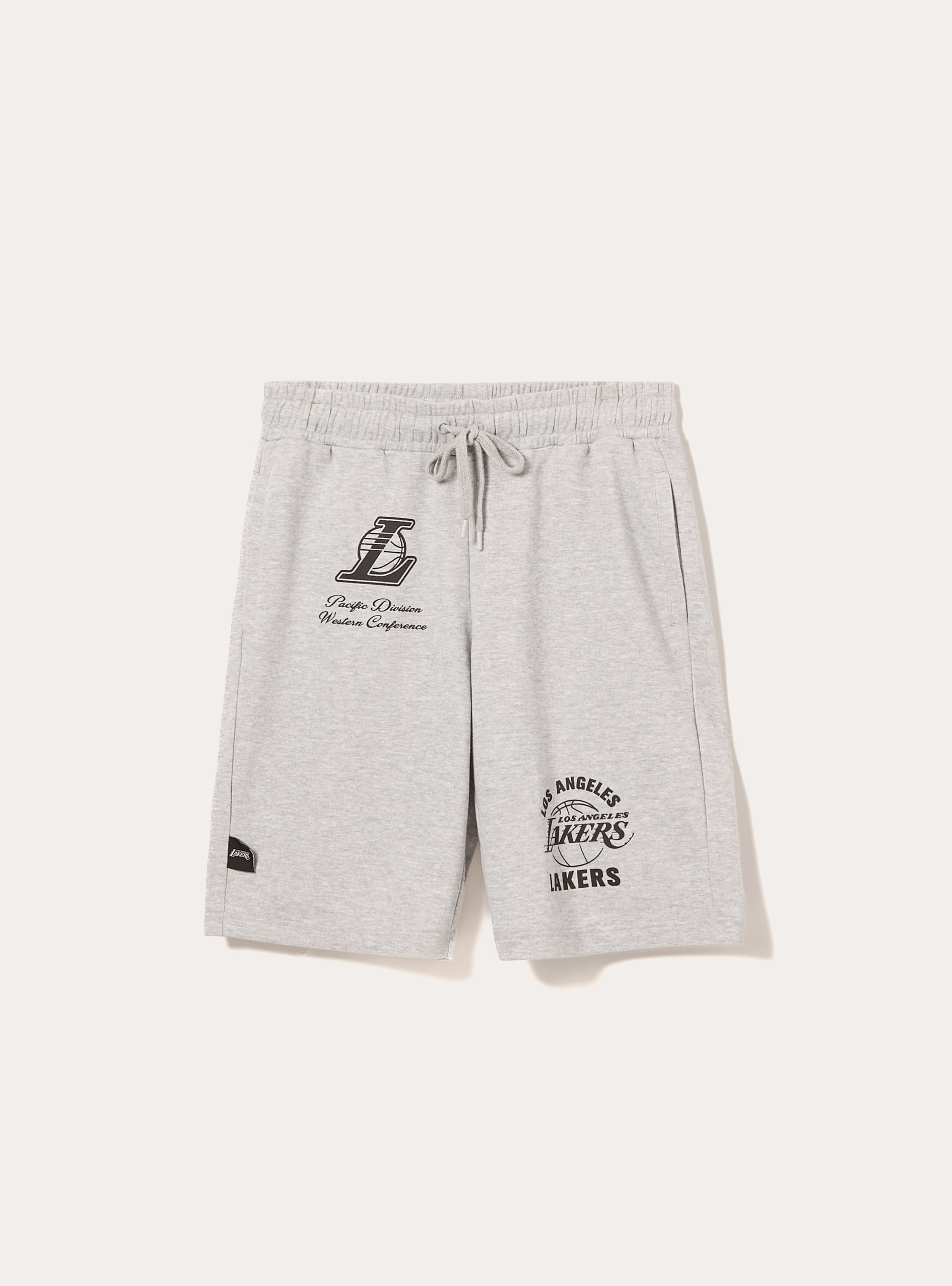 Short de jogging en coton avec imprim&eacute; NBA / Alcott, MGY3 GREY MEL LIGHT