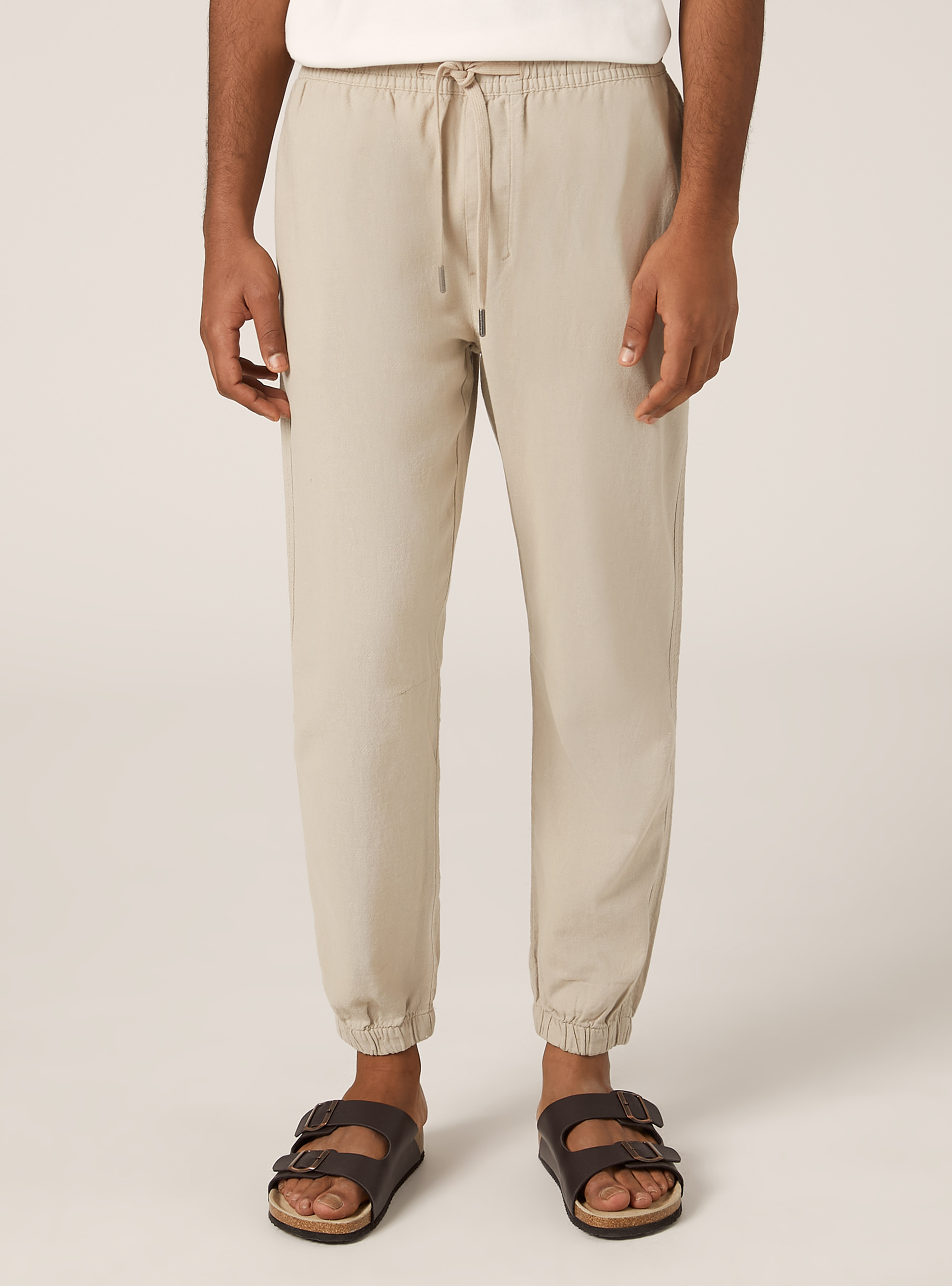 Linen-blend jogger pants, BG2 BEIGE MEDIUM