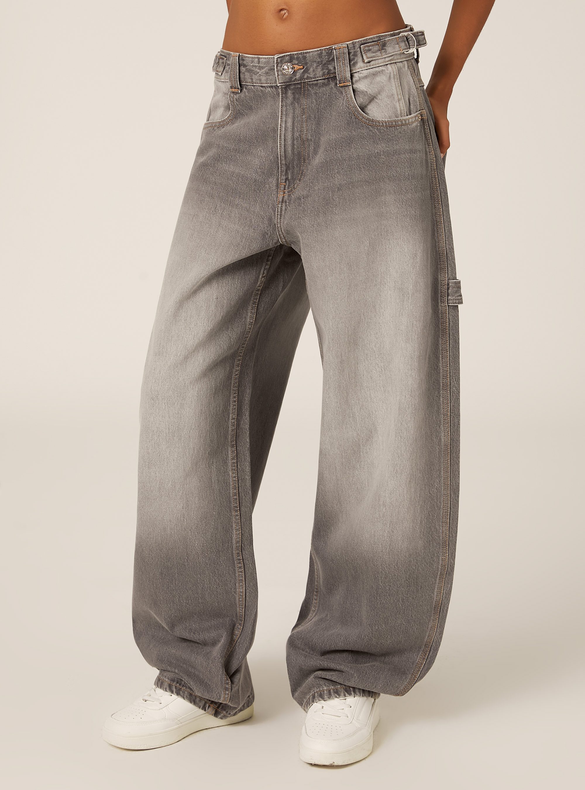 Jean ballon carpenter &agrave; taille ajustable, D00G GREY