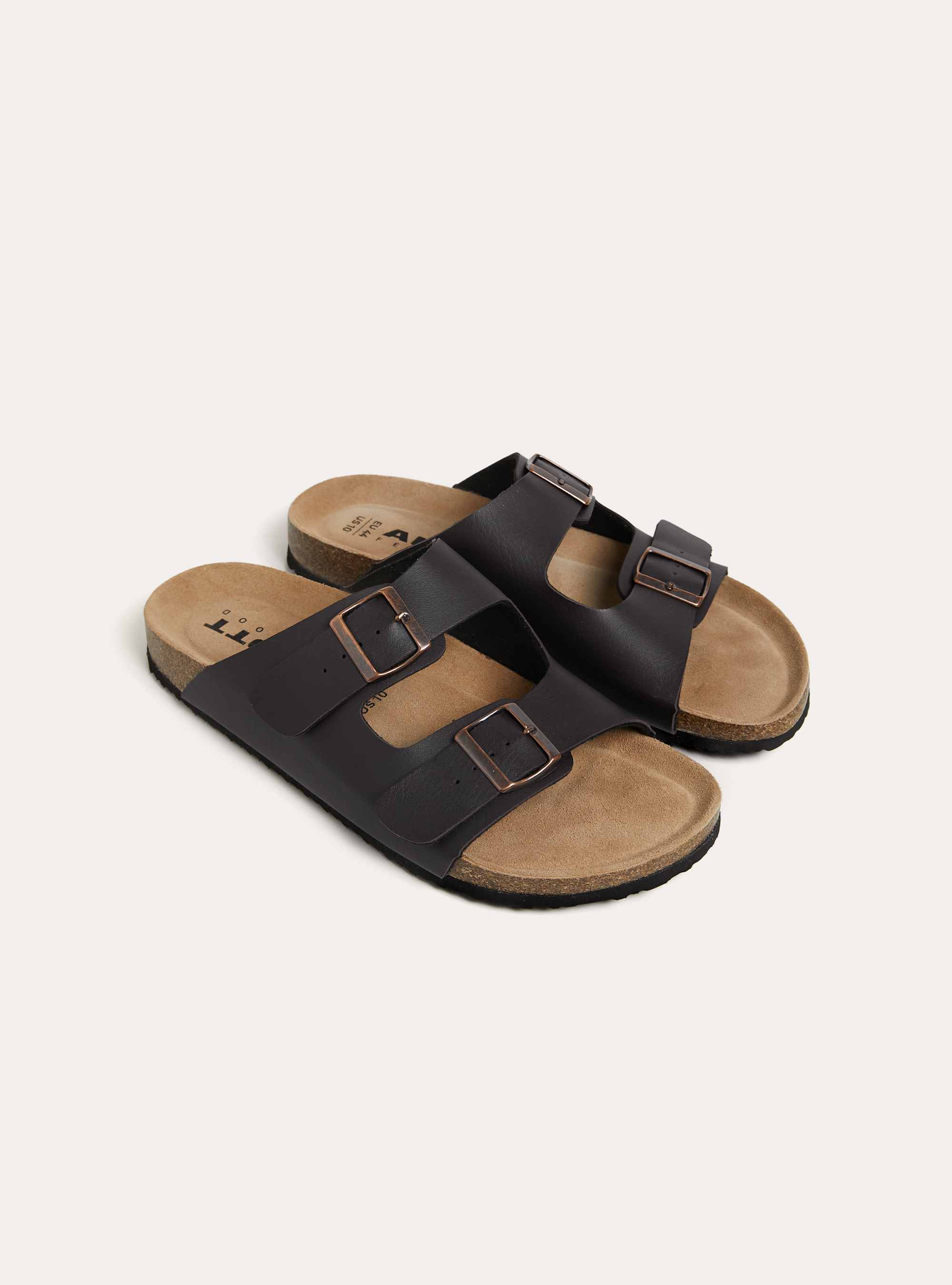 Sandalo in similpelle con suola in suede, BR1 BROWN DARK