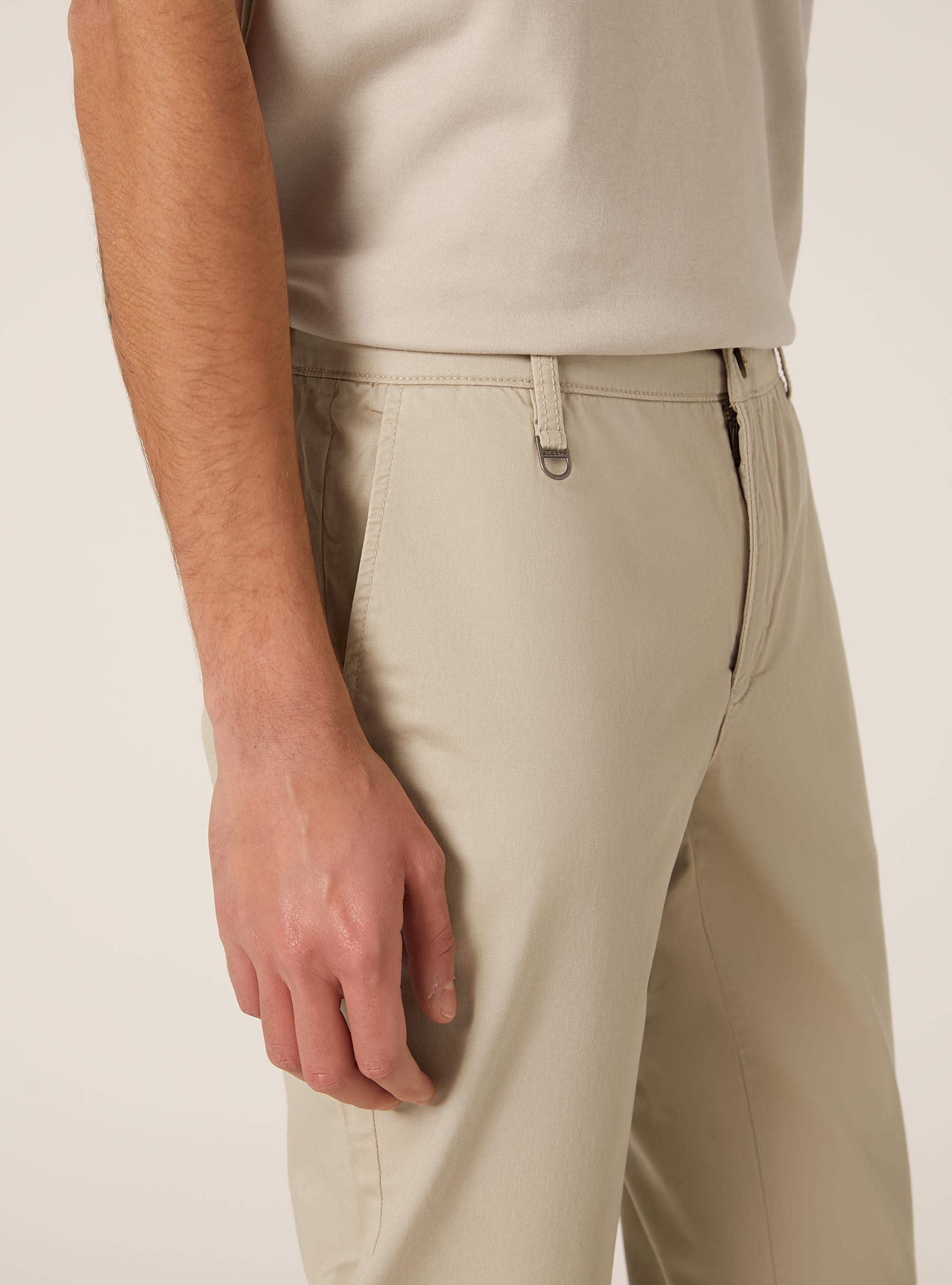 Pantalon chino stretch en serg&eacute; coupe skinny, BG2 BEIGE MEDIUM