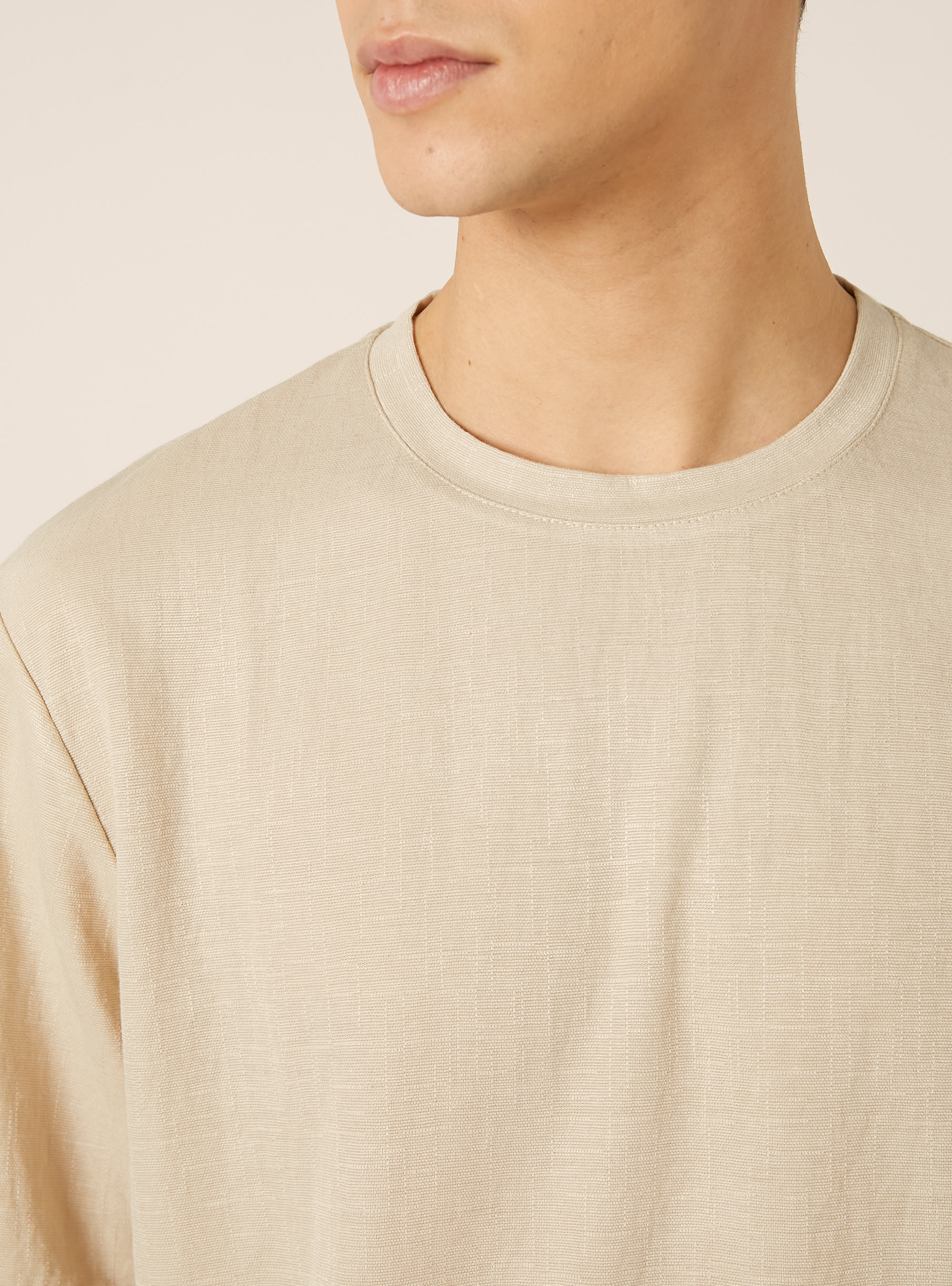 Maglietta boxy fit con texture, BEIGE MEDIO