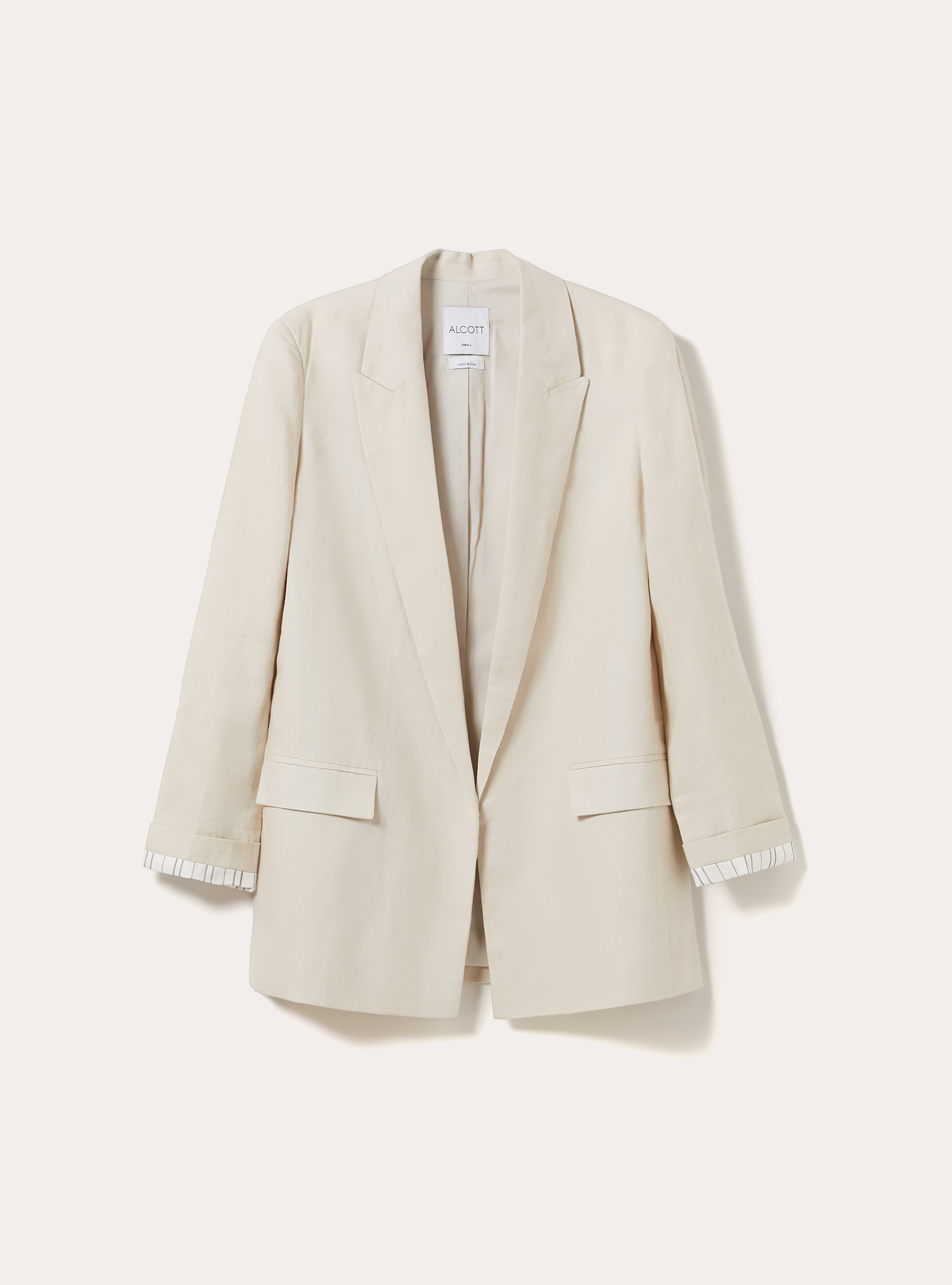 Open Linen Blend Blazer, BG2 BEIGE MEDIUM