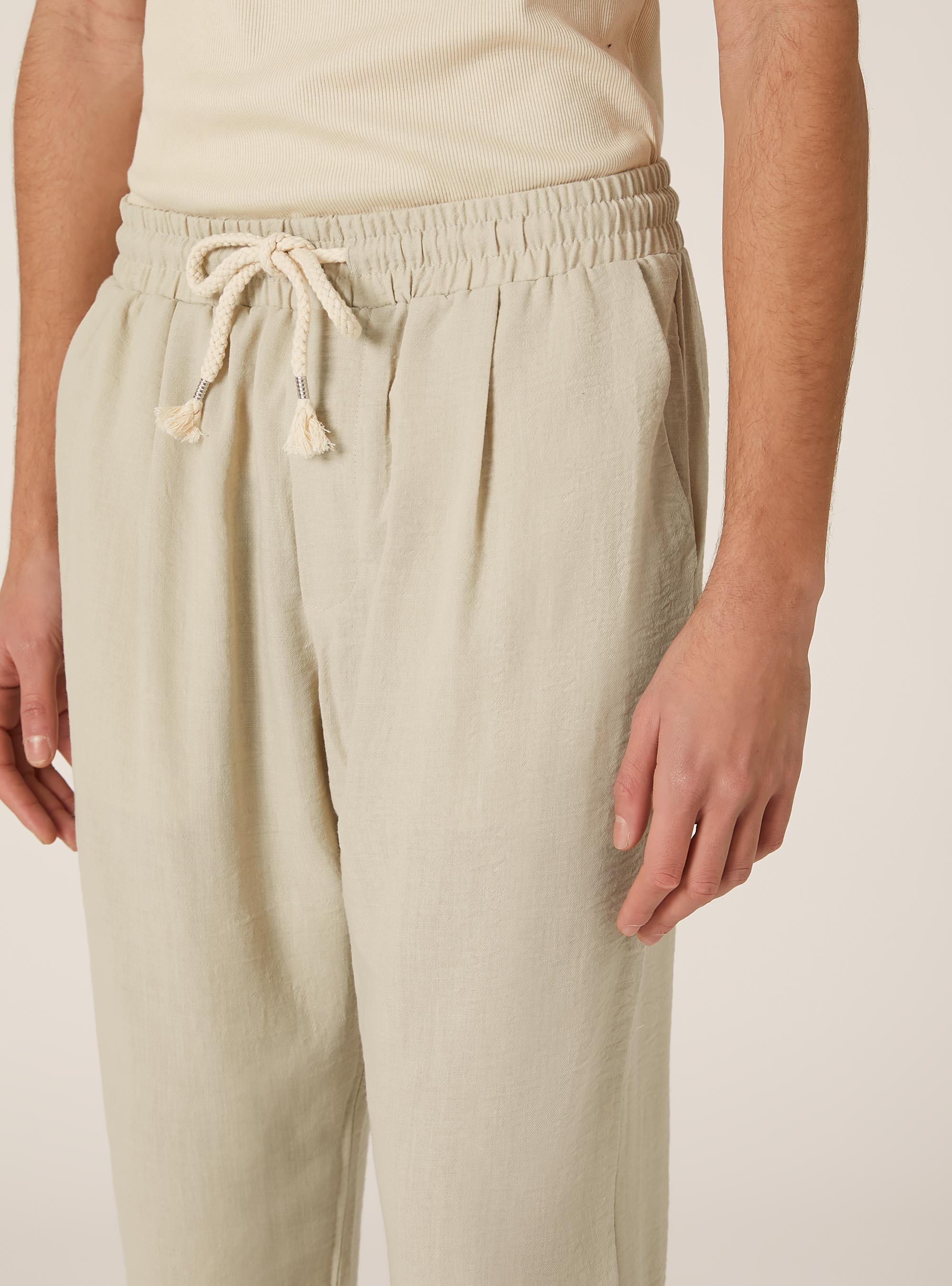 Pantalon de jogging l&eacute;ger avec &eacute;lastique, BG3 BEIGE LIGHT