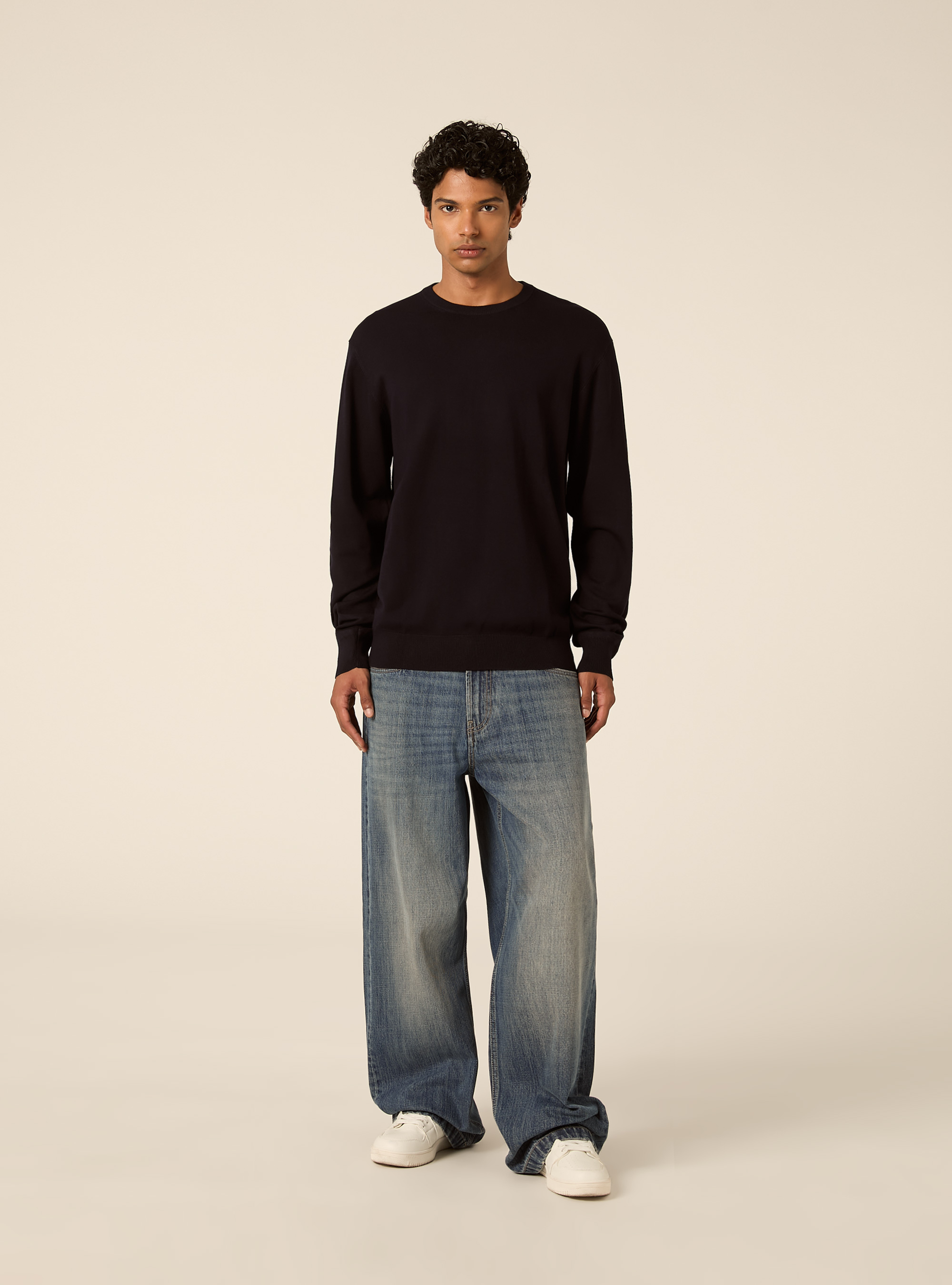 Lenzing Ecovero viscose crewneck pullover, NA1 NAVY DARK