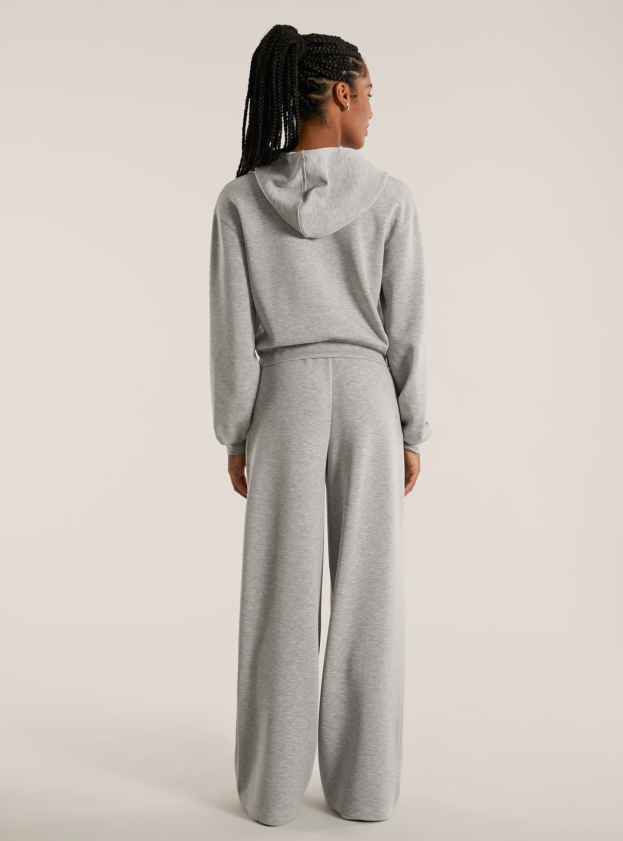 Chaqueta con cremallera y capucha soft touch, MGY3 GREY MEL LIGHT