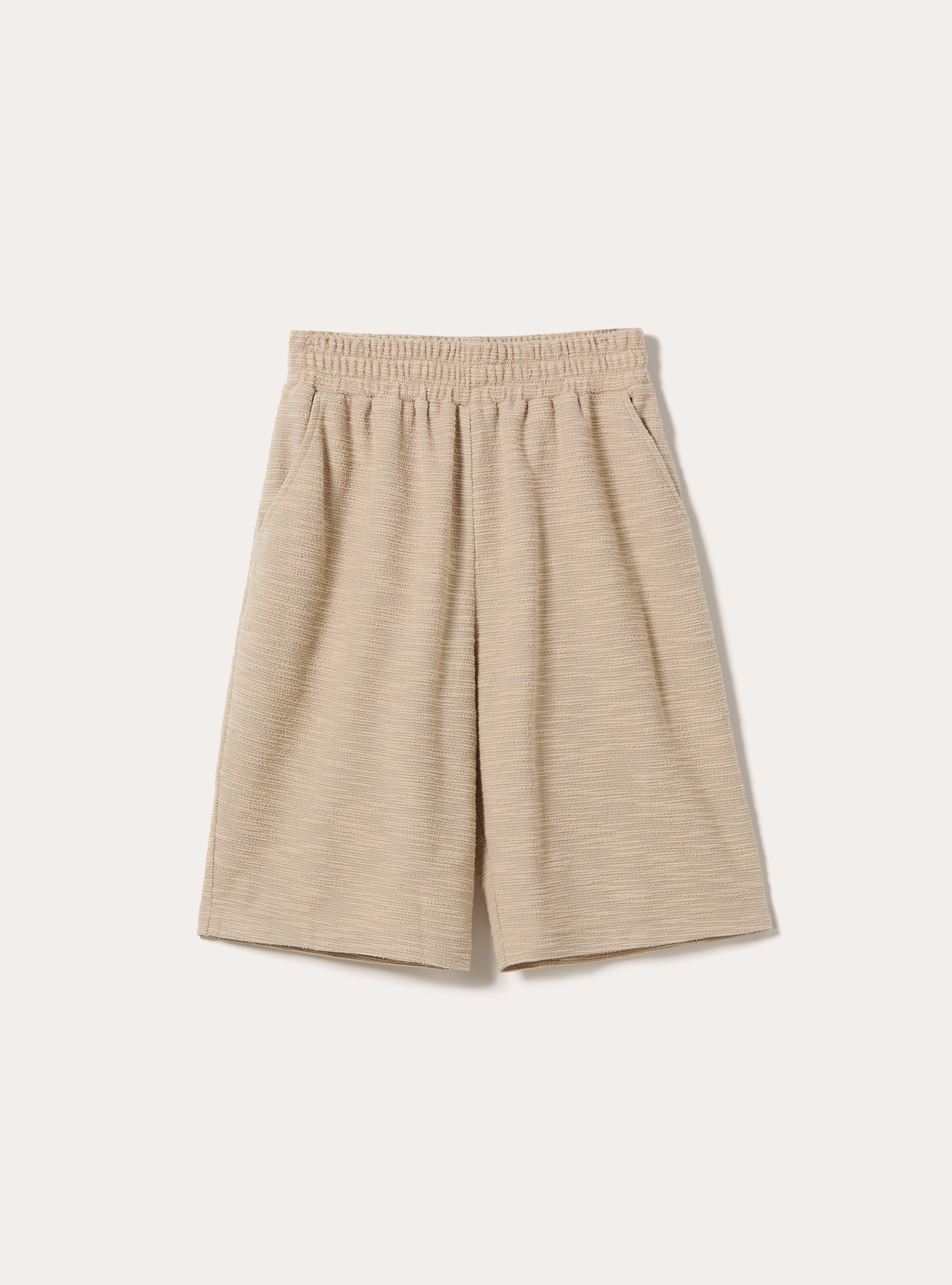 Strukturierte Loose-Fit-Bermudas aus Baumwollmix, BG2 BEIGE MEDIUM