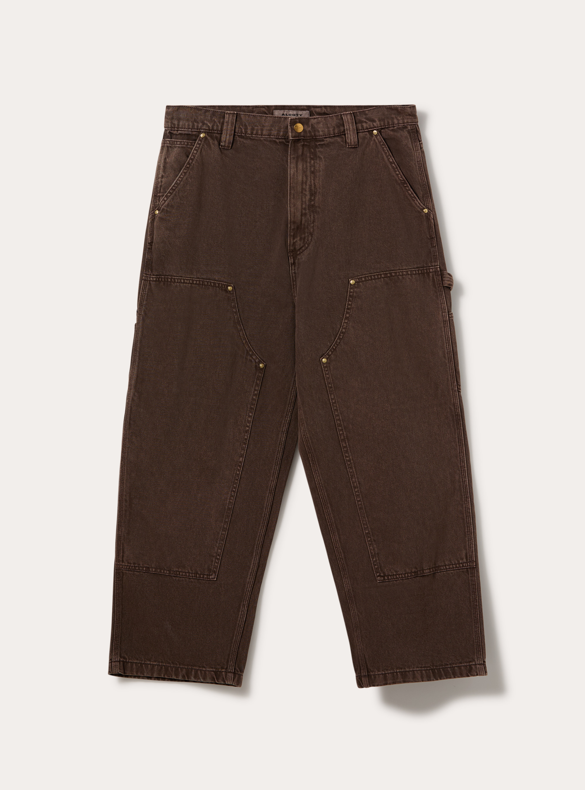 Wide leg carpenter trousers with rivets, BR2 BROWN MEDIUM